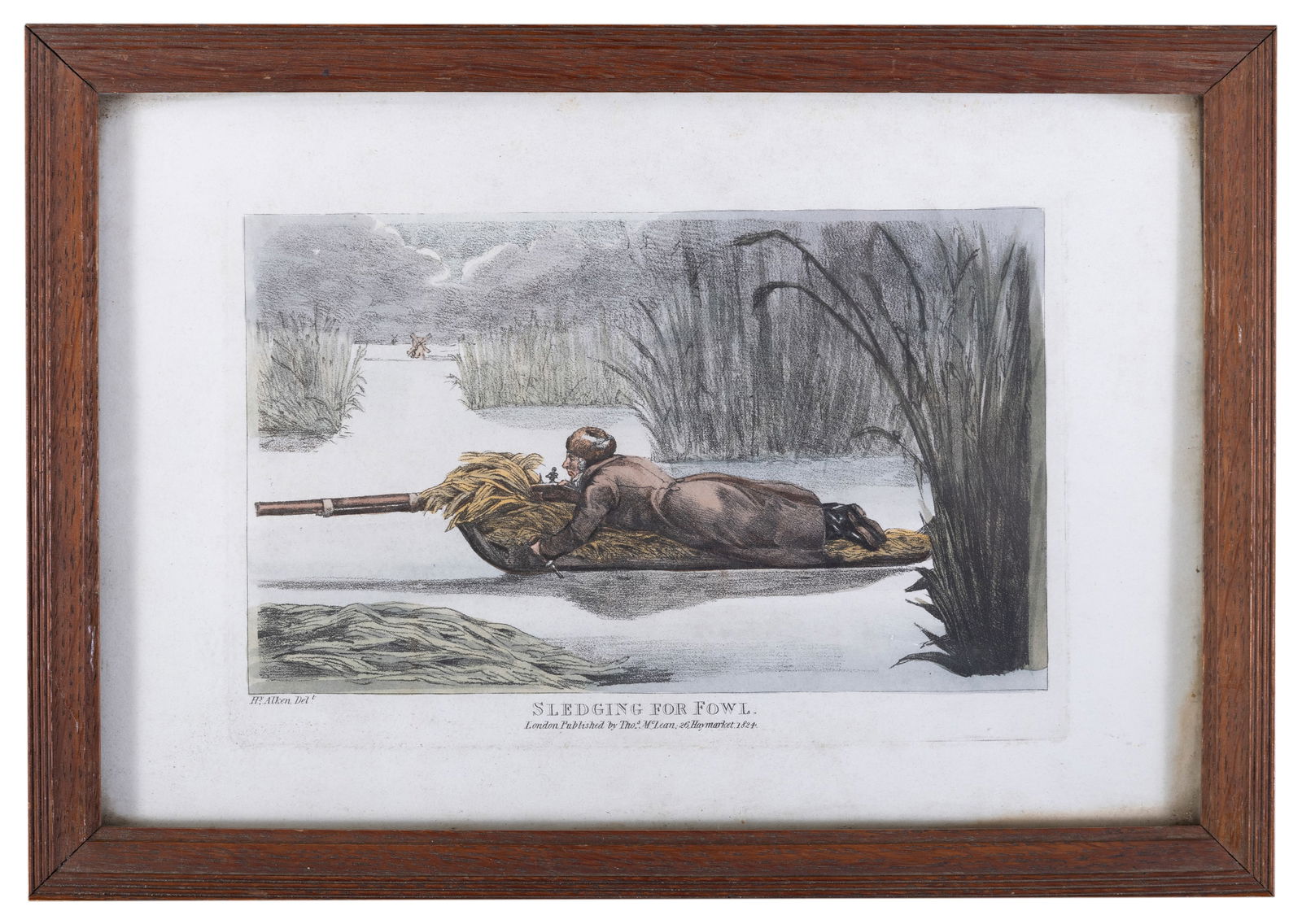 AFTER HENRY THOMAS ALKEN (1785 - 1851), THOMAS MCLEAN (PUBLISHER) A set of five prints from 'The: AFTER HENRY THOMAS ALKEN (1785 - 1851), THOMAS MCLEAN (PUBLISHER) A set of five prints from 'The National Sports of Great Britain' 'Sledging for Fowl'; 'Snipe Shooting'; 'Bank Shooting for Fowl';'Part