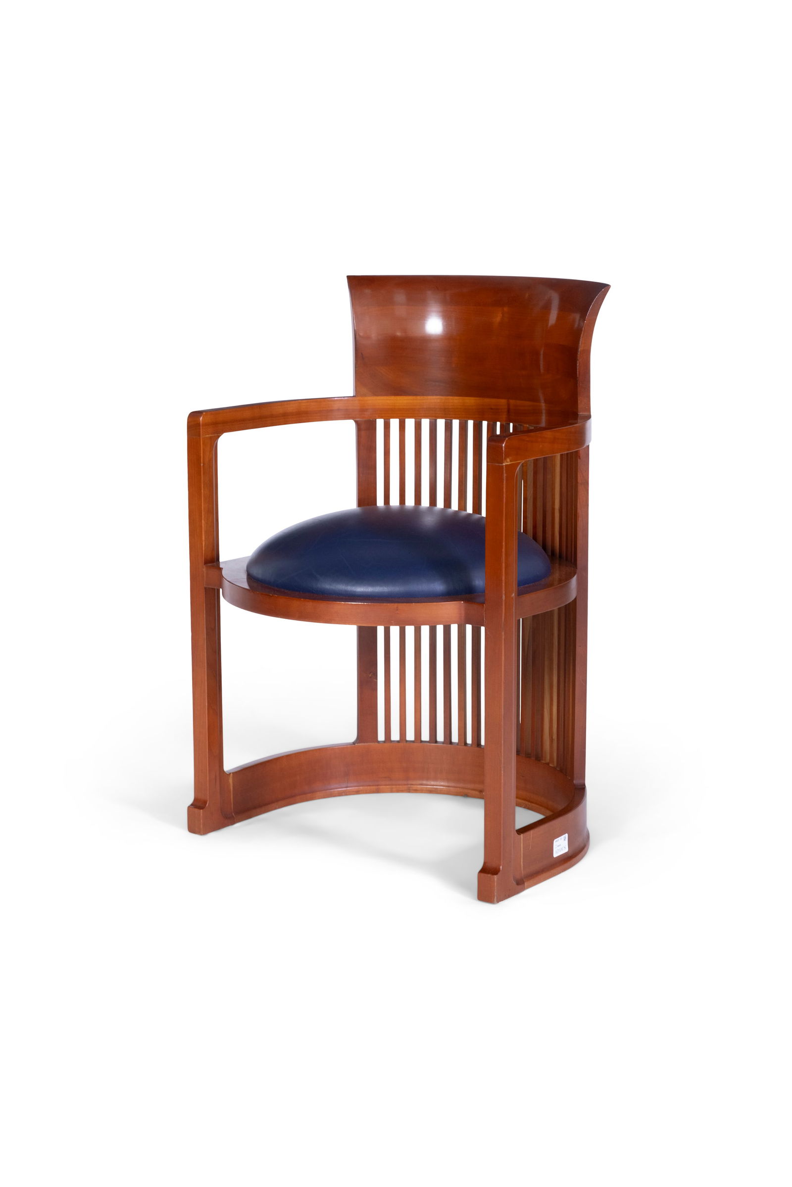 ATTRIBUTED TO FRANK LLOYD WRIGHT A carver chair attributed to Frank Lloyd Wright, in cherrywood.: ATTRIBUTED TO FRANK LLOYD WRIGHT A carver chair attributed to Frank Lloyd Wright, in cherrywood. 55.5 x 53 x 80.5cm(h); Seat: 44cm(h)