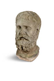 A CARVED MARBLE HEAD OF A PHILOSOPHER, POSSIBLY ROMAN PERIOD, of life-size proportions with full (1 of 6)