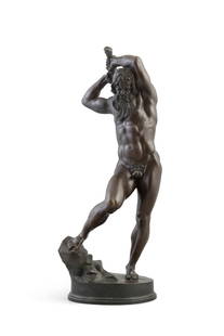 EBINGHAUS (GERMAN SCHOOL) Hercules with Club Bronze, 66cm high Signed Ebinghaus; also with foundry: EBINGHAUS (GERMAN SCHOOL) Hercules with Club Bronze, 66cm high Signed Ebinghaus; also with foundry mark Guss C. Leyrer, Munich