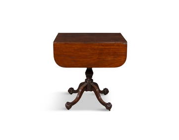 AN IRISH GEORGE III MAHOGANY PEMBROKE TABLE, extending to rectangular shape the top with round (1 of 4)