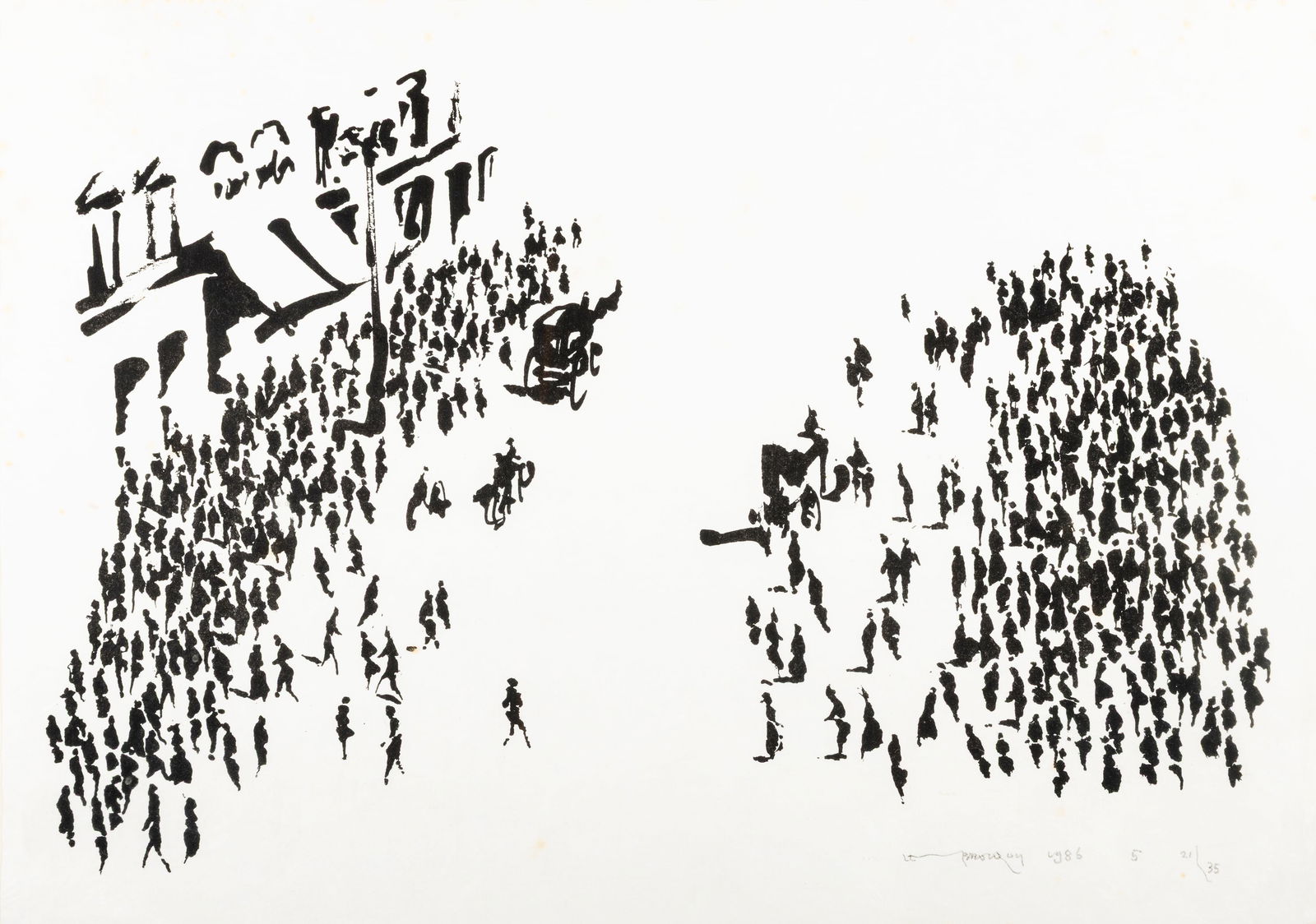 Louis Le Brocquy HRHA (1916-2012) Sackville Street (1986) Lithograph, 32 x 45cm (12½ x: Louis Le Brocquy HRHA (1916-2012) Sackville Street (1986) Lithograph, 32 x 45cm (12½ x 17¾'') Signed and dated 1986 Edition no. 21/35 Provenance: With Taylor Galleries, Dublin, label verso