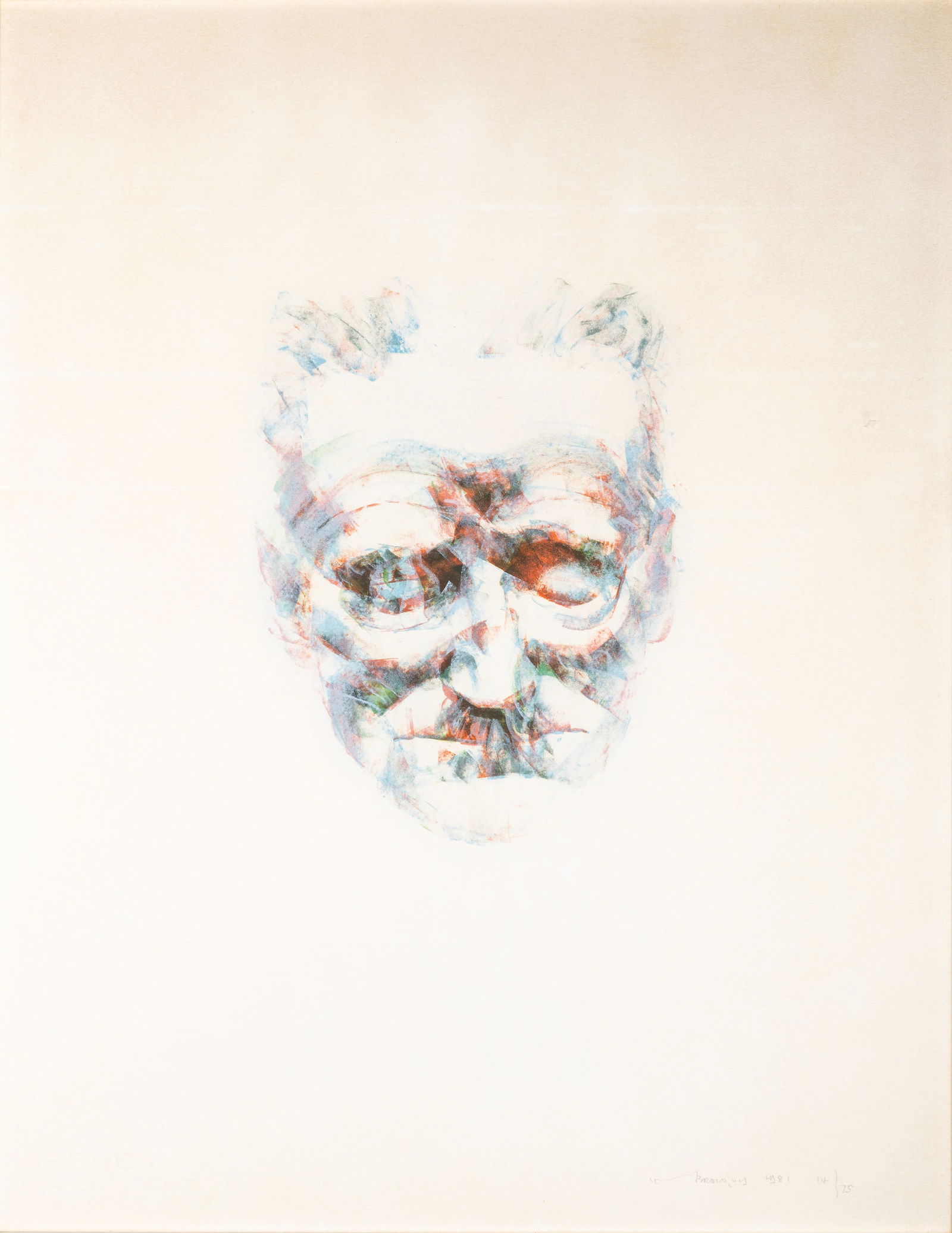 Louis Le Brocquy HRHA (1916-2012) Head of James Joyce Lithograph, 55.5 x 43.5cm (21¾ x 17''): Louis Le Brocquy HRHA (1916-2012) Head of James Joyce Lithograph, 55.5 x 43.5cm (21¾ x 17'') Signed and dated 1981 Edition no. 14/75