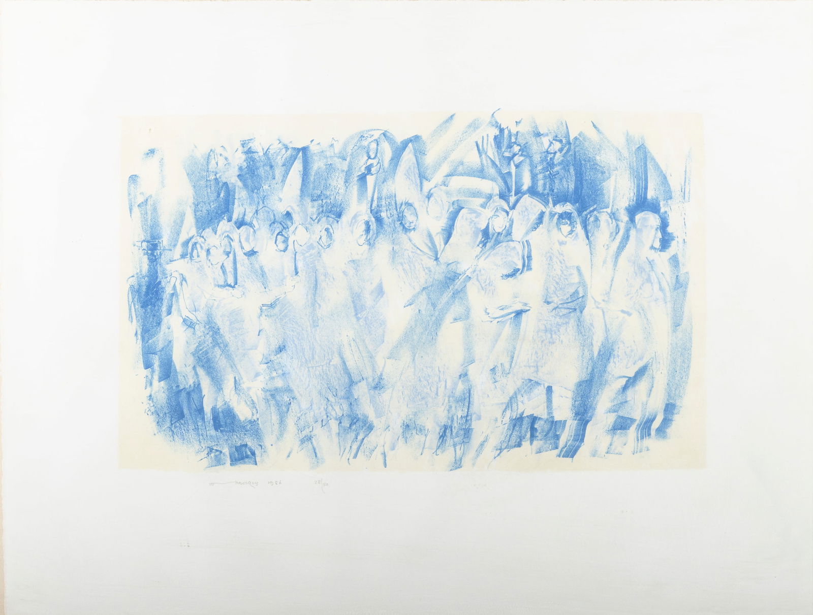 Louis Le Brocquy HRHA (1916-2012) Procession with Lillies (1986) Lithograph, 29.5 x 48cm (11½: Louis Le Brocquy HRHA (1916-2012) Procession with Lillies (1986) Lithograph, 29.5 x 48cm (11½ x 18½'') Signed and dated 1986, Edition no. 28/50 Provenance: With Taylor Galleries, Dublin, lab