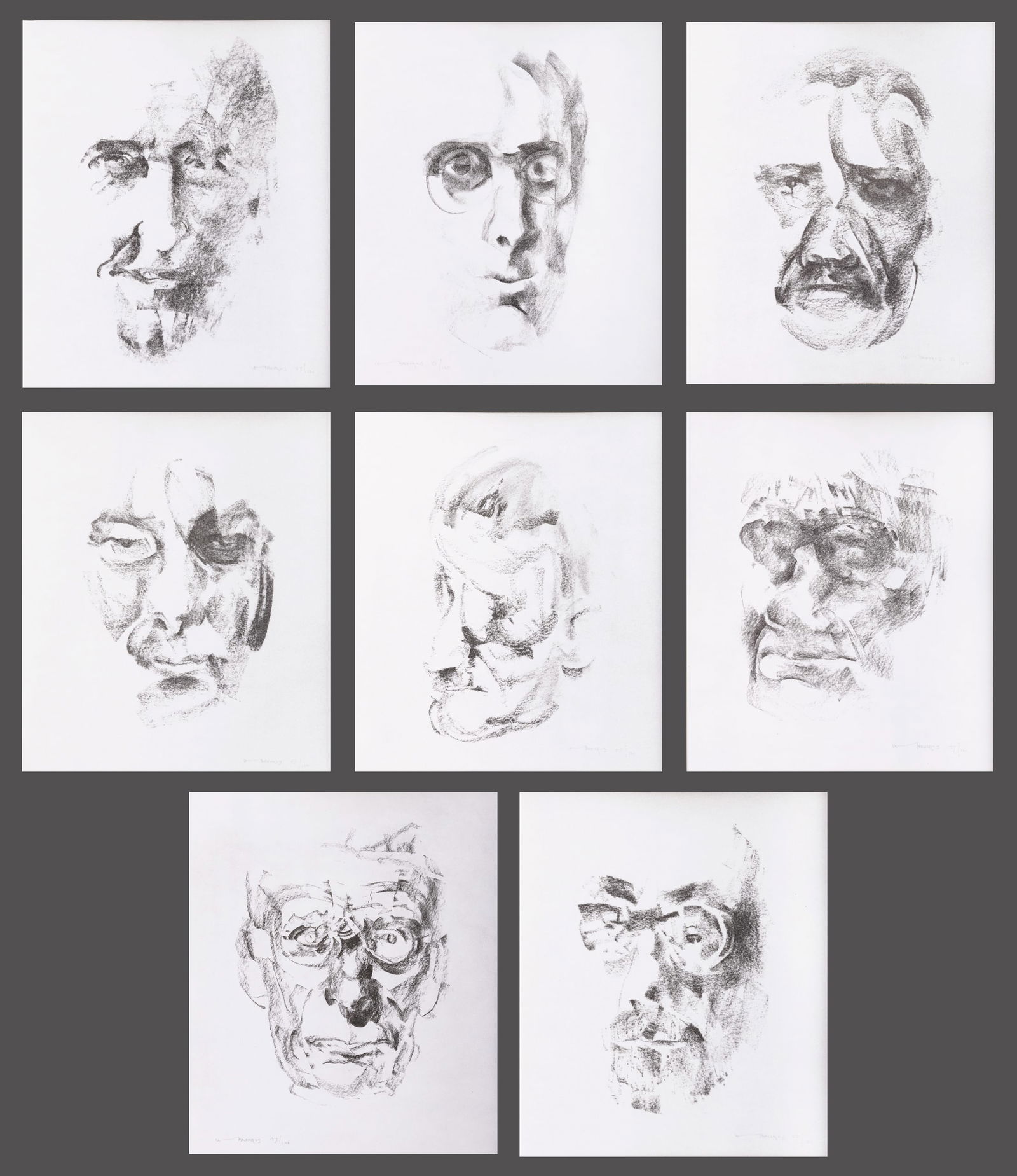 Louis le Brocquy HRHA (1916-2012) Eight Irish Writers Collotype lithographs, Each 35 x 28cm (13¾: Louis le Brocquy HRHA (1916-2012) Eight Irish Writers Collotype lithographs, Each 35 x 28cm (13¾ x 11) Signed Edition no. 27/100, complete set