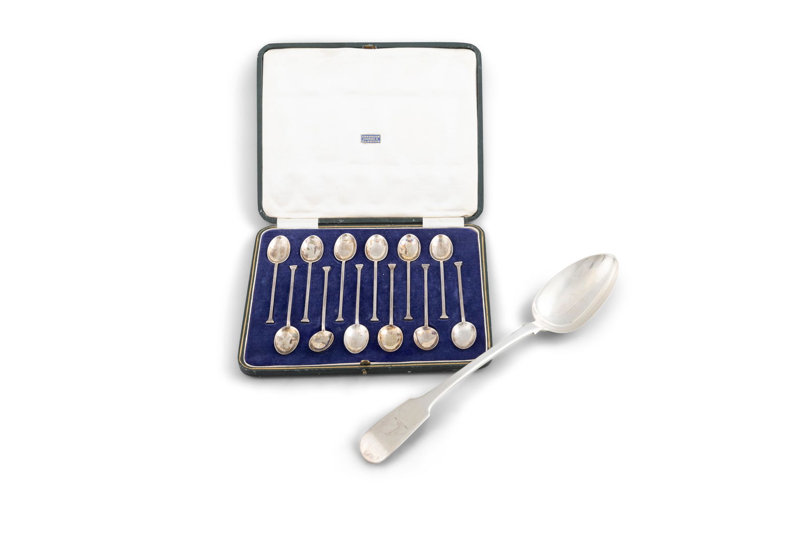 A CASED SET OF TWELVE GEORGE V SILVER COFFEE SPOONS,    Sheffield, 1922, mark of C.B &S; together (1 of 6)