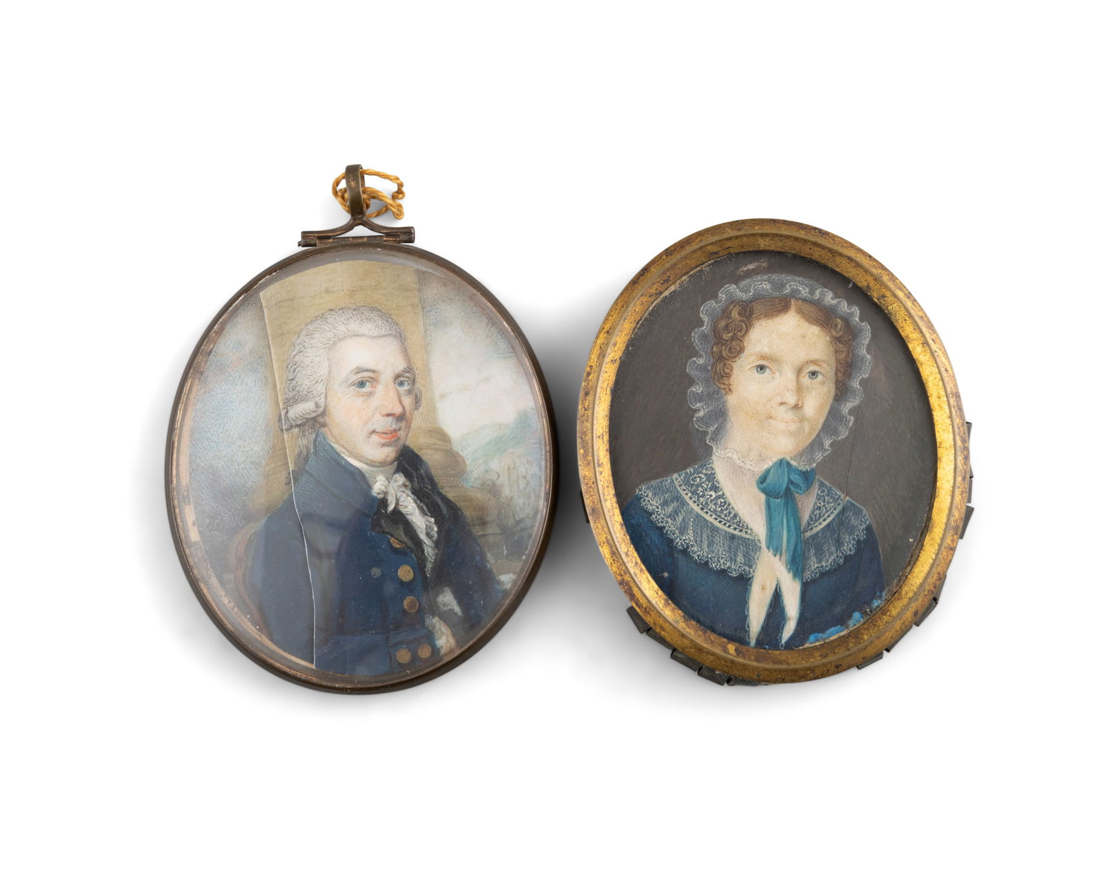 ENGLISH SCHOOL LATE 18TH CENTURY * Portrait miniature of a gentleman seated before a classical (1 of 2)