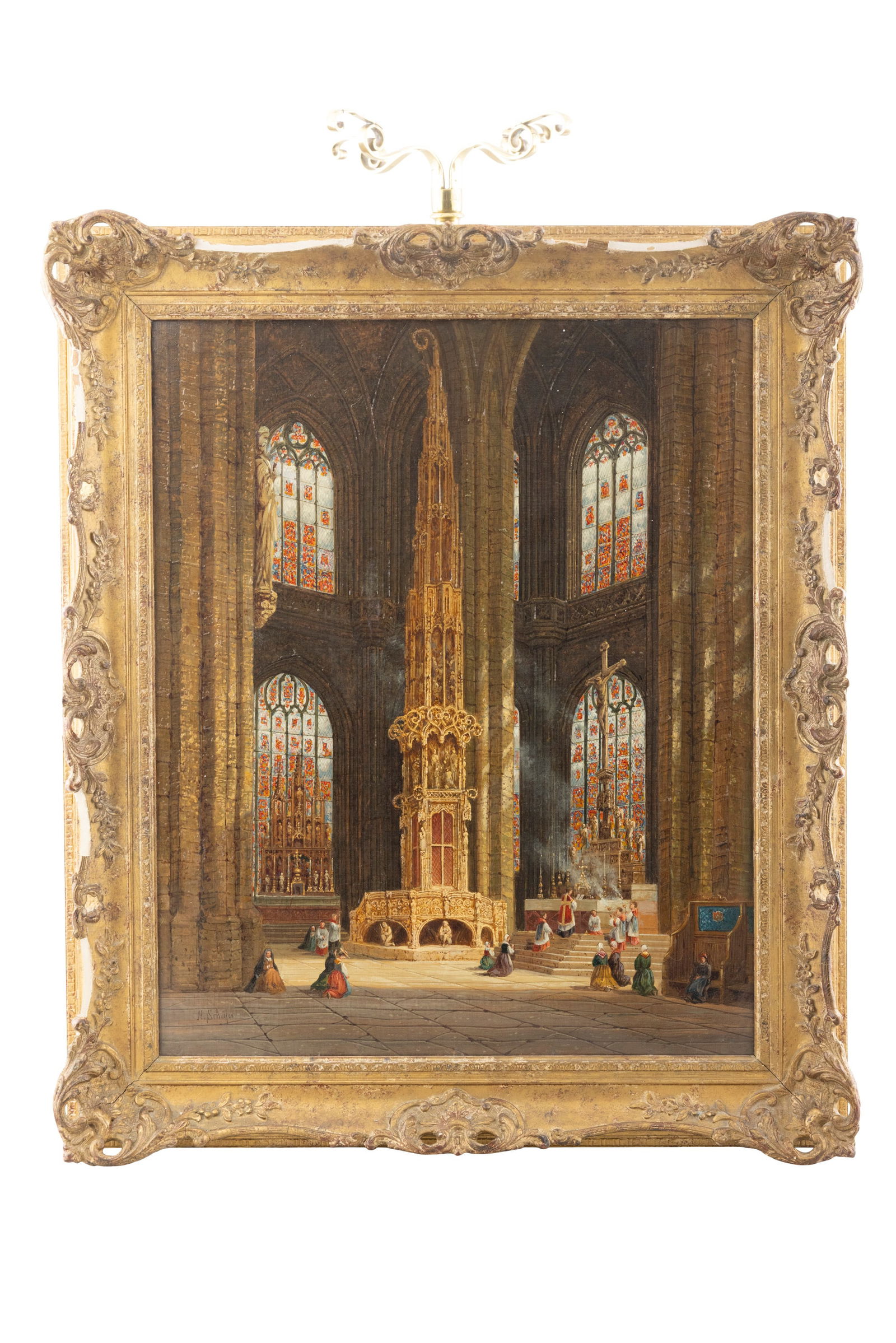 HENRY THOMAS SCHAFER (UK,1854-1915) St Lawrence Cathedral, Nuremburg, Germany Oil on canvas, 67 x: HENRY THOMAS SCHAFER (UK,1854-1915) St Lawrence Cathedral, Nuremburg, Germany Oil on canvas, 67 x 55cm Signed, also signed and inscribed verso