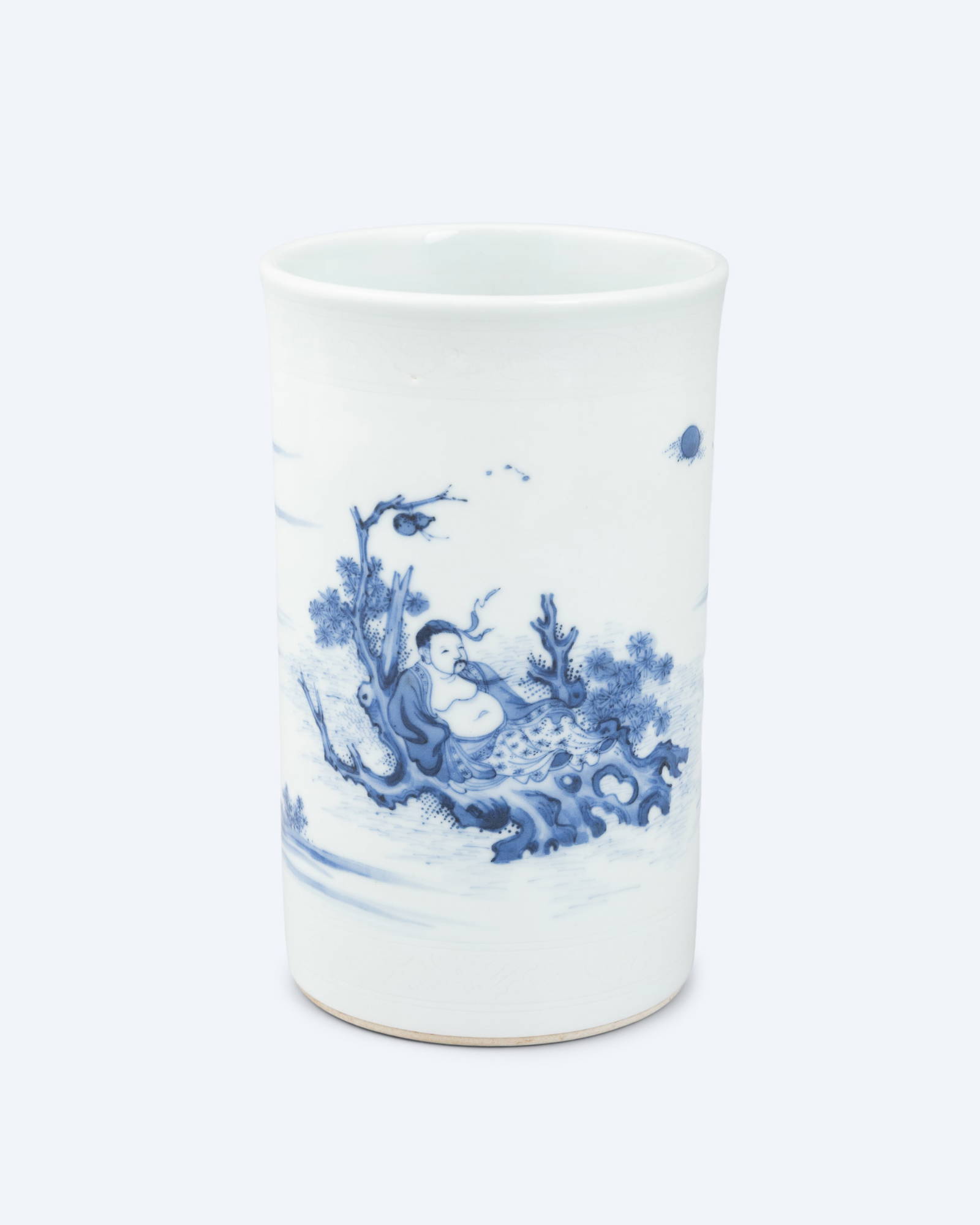 A BLUE AND WHITE 'LI BAI' BRUSH POT __ __’____‘__ China, late Qing dynasty