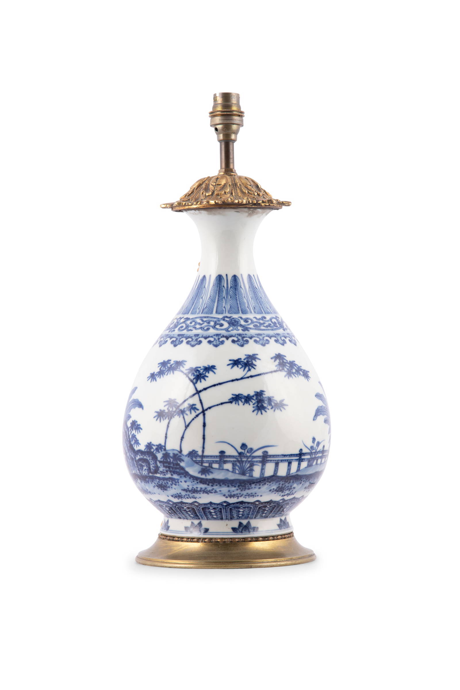 A FRENCH GILT-BRONZE MOUNTED BLUE AND WHITE YUHUCHUN VASE __ ___________ China, Qing dynasty