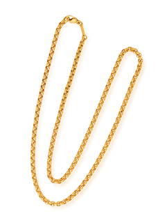 CHOPARD: AN 18K GOLD CHAIN NECKLACE Of cable-link chain design, in 18K gold, signed Chopard, Swiss: CHOPARD: AN 18K GOLD CHAIN NECKLACE Of cable-link chain design, in 18K gold, signed Chopard, Swiss assay mark and European convention mark, length 57.5cm
