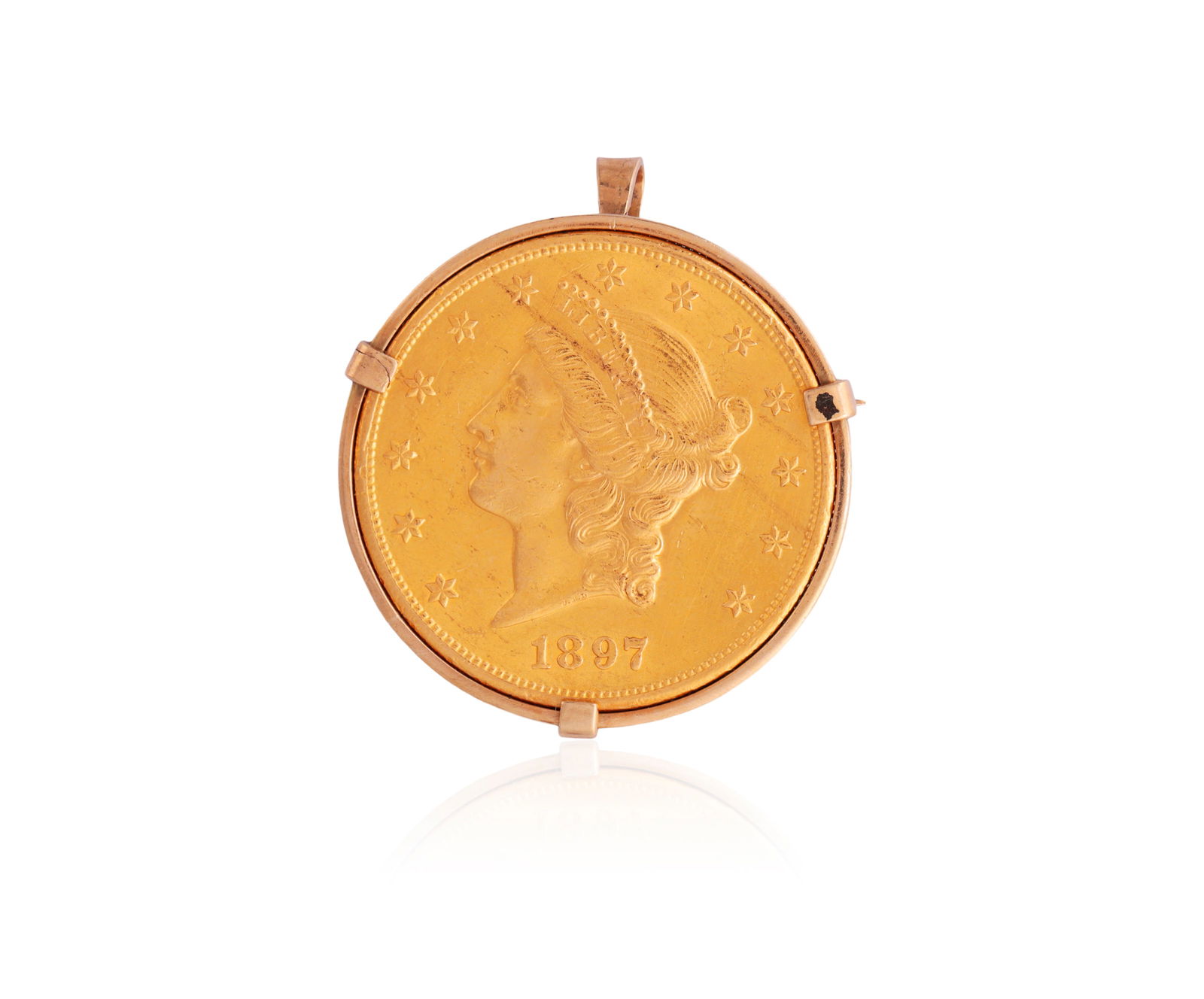A UNITED STATES TWENTY DOLLAR 'DOUBLE-EAGLE' GOLD COIN  Total gross weight approximately 38.5g (1 of 2)