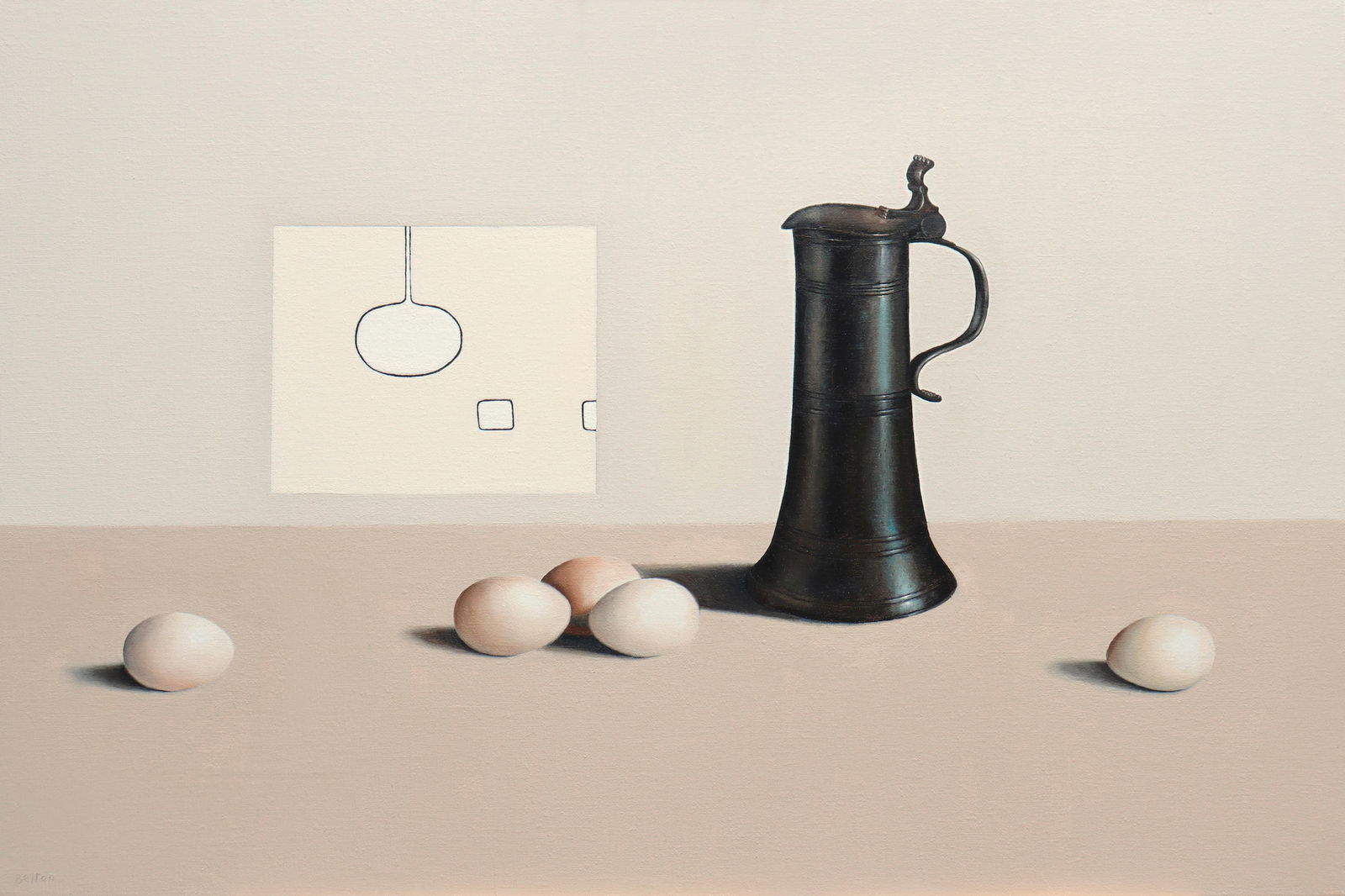 Liam Belton RHA (b.1947) French Flagon with Five Eggs Oil on canvas, 51 x 76cm (20 x 29¾'')