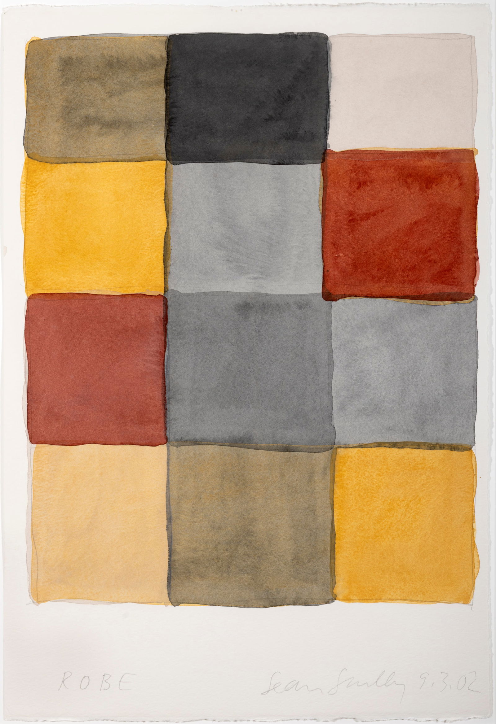Sean Scully (b.1945) Robe (2002) Watercolour over pencil, 56 x 38cm (22 x 15) Signed, inscribed &: Sean Scully (b.1945) Robe (2002) Watercolour over pencil, 56 x 38cm (22 x 15) Signed, inscribed & dated 9.3.02 Provenance: With Adler & Co. Gallery, San Francisco, label verso. Irish-born, Sean Scully