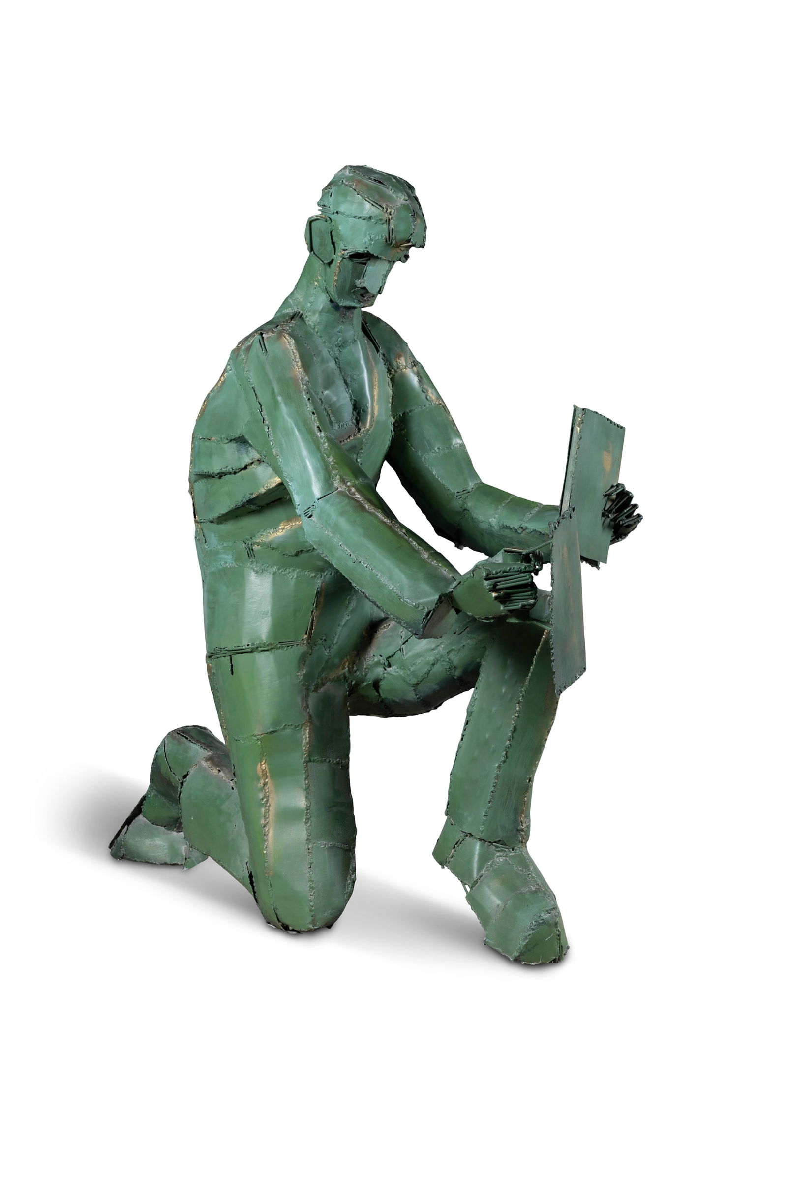 John Behan RHA (b.1938) The Tiler Sheet metal, 140 x 33.5 x 187cm (h) (55¼ x 13¼ x 73½''): John Behan RHA (b.1938) The Tiler Sheet metal, 140 x 33.5 x 187cm (h) (55¼ x 13¼ x 73½'') Unique