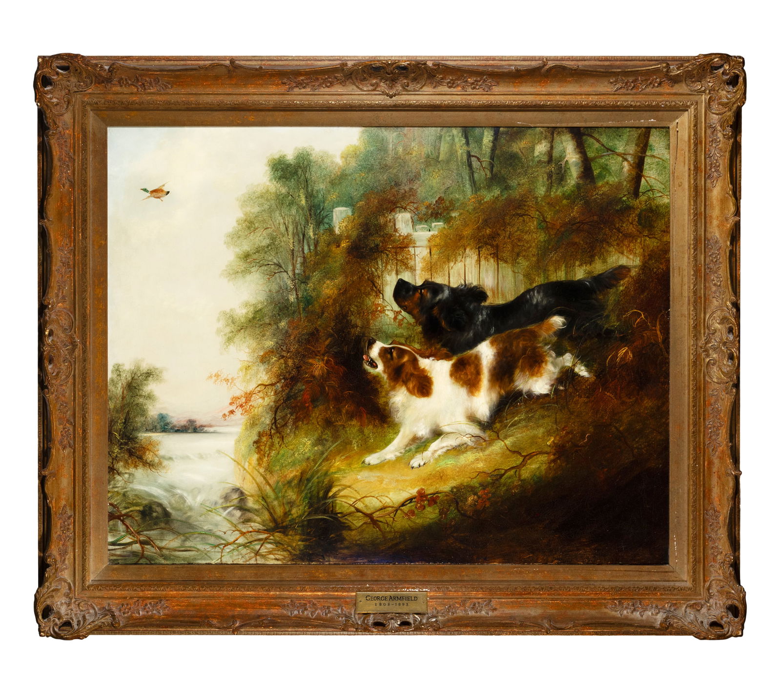 GEORGE ARMFIELD (1808–1893) Two Spaniels Flushing Mallard Oil on canvas, 61 x 91.5 cm: GEORGE ARMFIELD (1808–1893) Two Spaniels Flushing Mallard Oil on canvas, 61 x 91.5 cm