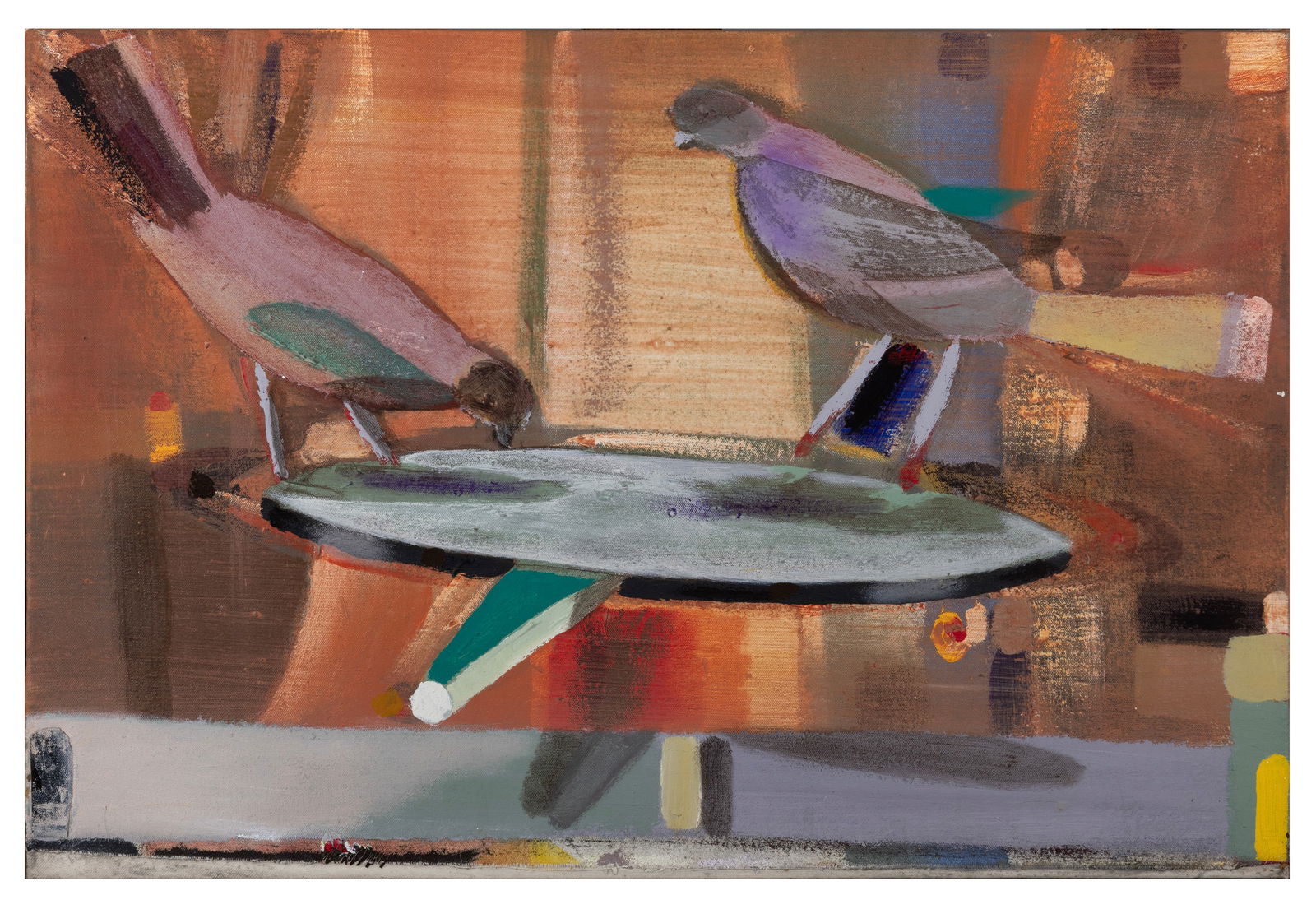 MERLIN JAMES (B.1960) Birds Acrylic on canvas, 41 x 61cm Signed, inscribed and dated (20)'08: MERLIN JAMES (B.1960) Birds Acrylic on canvas, 41 x 61cm Signed, inscribed and dated (20)'08 Provenance: with Kerlin Gallery, Dublin, label verso