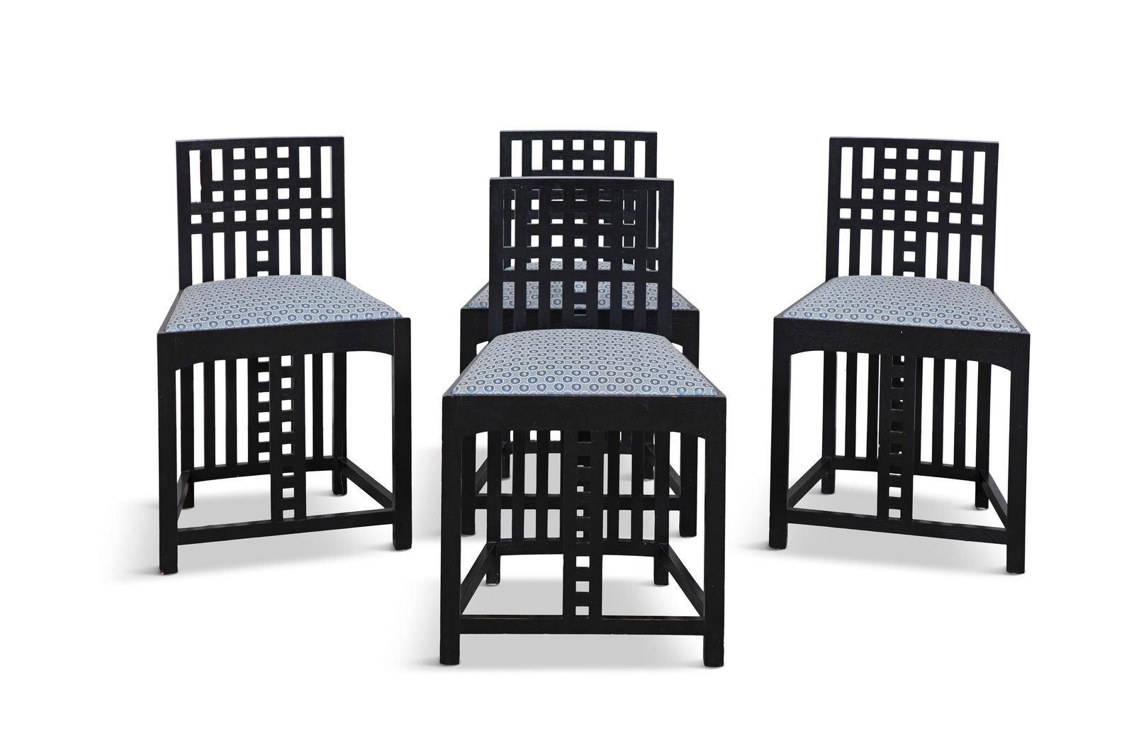 CHARLES RENNIE MACKINTOSH (1868-1928)  A set of four lacquered timber bedroom chairs, by Charles (1 of 7)