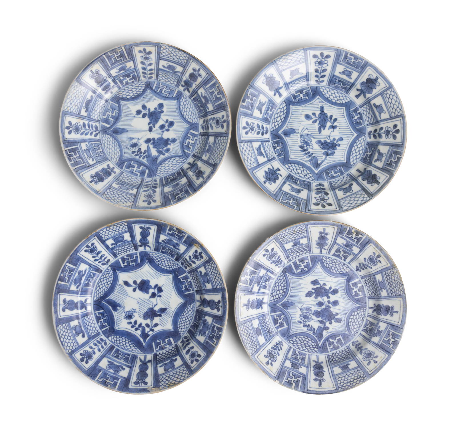 FOUR ‘SYMBOLS’ PATTERN BLUE AND WHITE DISHES China, Yongzheng period, circa 1725