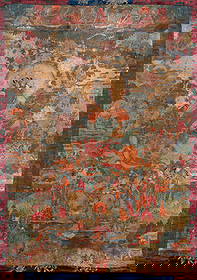 A THANGKA DEPICTING GREEN TARA, Tibet, 18th century Pigments on cloth: A THANGKA DEPICTING GREEN TARA西藏 十八世纪 绿度母唐卡Tibet, 18th centuryPigments on clothSize.75.4x53.4cmThe thangka depicts Green Ta