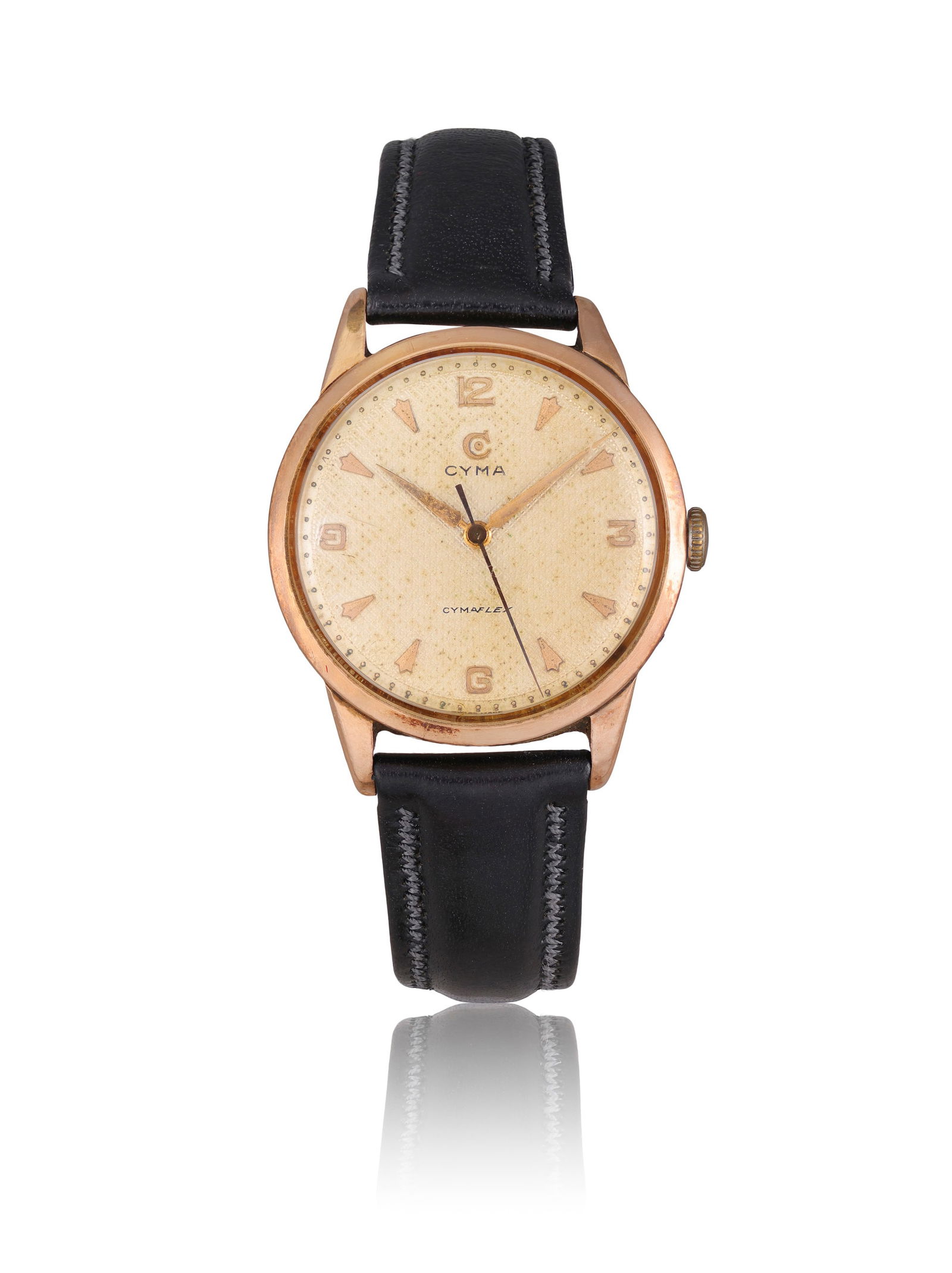 CYMA 'CYMAFLEX', 9K ROSE GOLD  A 9K rose gold manual-wind wristwatch, circa 1956, presentation caseb (1 of 1)