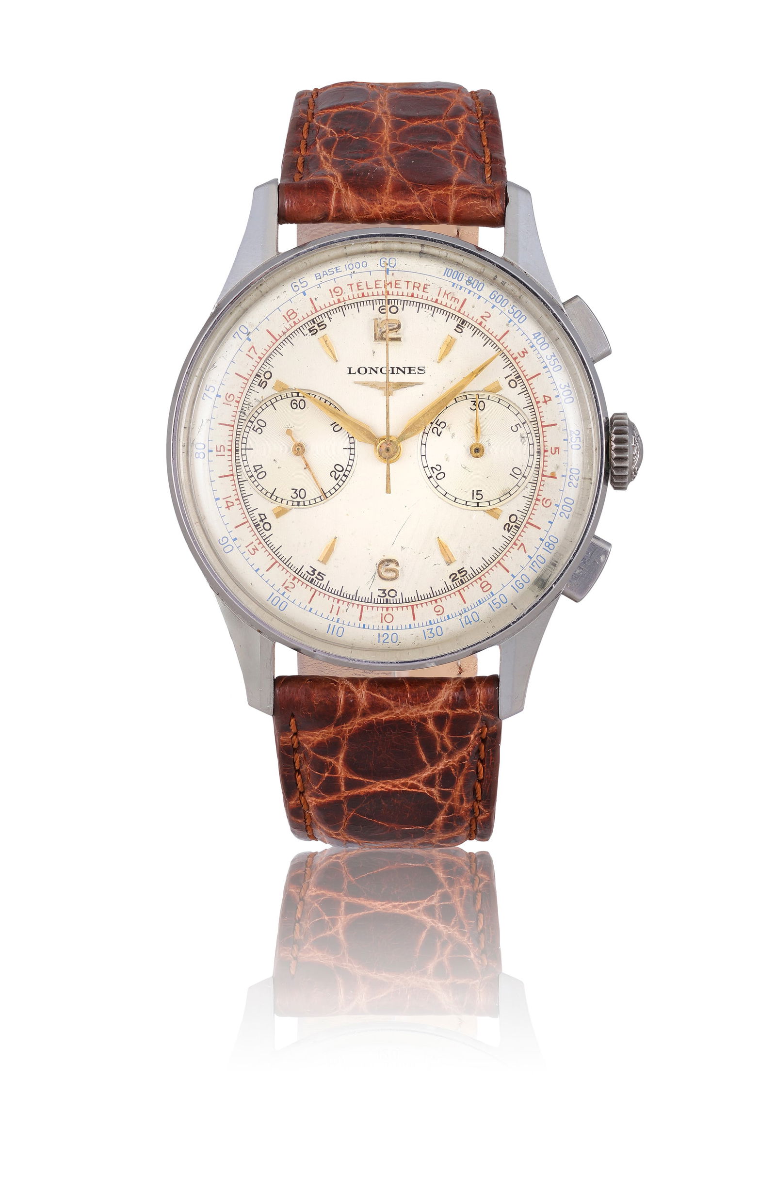 LONGINES REF. 5982 8, CHRONOGRAPH, CAL. 30CH, STEEL, CIRCA 1950s A rare and well preserved stainles: LONGINES REF. 5982 8, CHRONOGRAPH, CAL. 30CH, STEEL, CIRCA 1950s A rare and well preserved stainless steel chronograph wristwatch with telemeter and tachymeter scales, circa 1950s. Year: Circa 1950s D