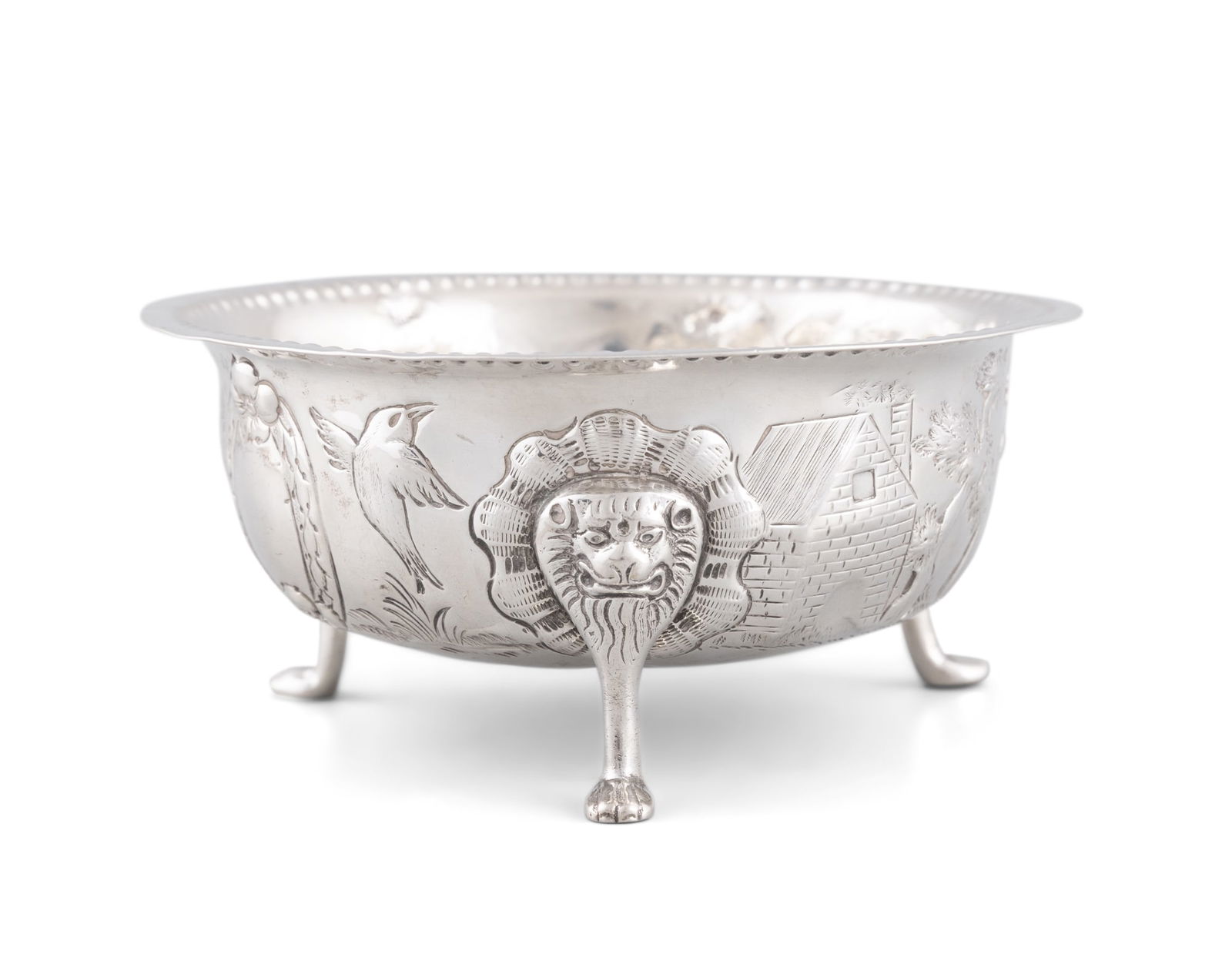 A VICTORIAN SILVER SUGAR BOWL,  Birmingham 1894, of circular form, with fold-over beaded rim, the (1 of 4)