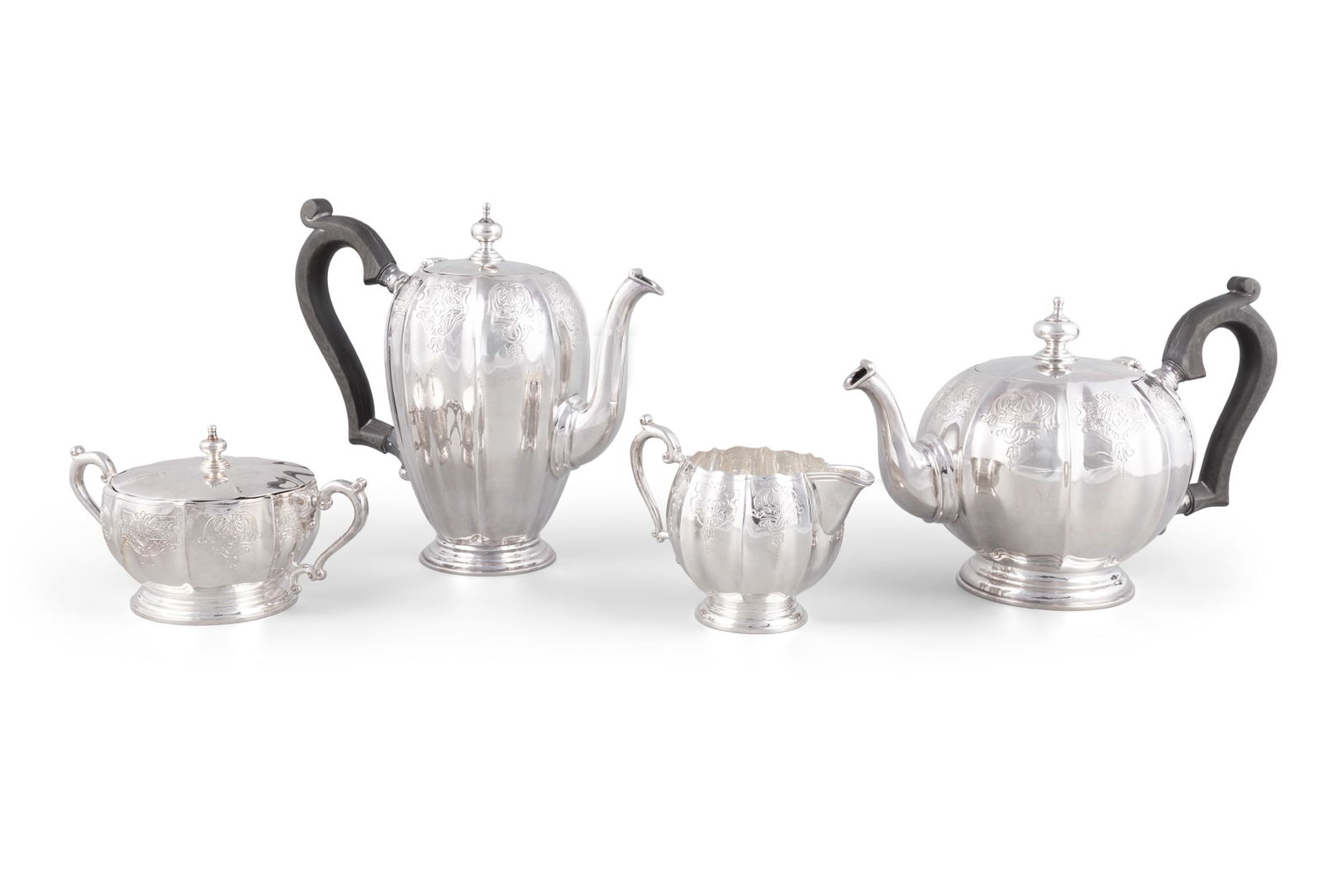 AN IRISH SILVER FOUR PIECE TEA SERVICE, Dublin c. 1972, maker's mark of Royal Irish Silver Co., (1 of 7)