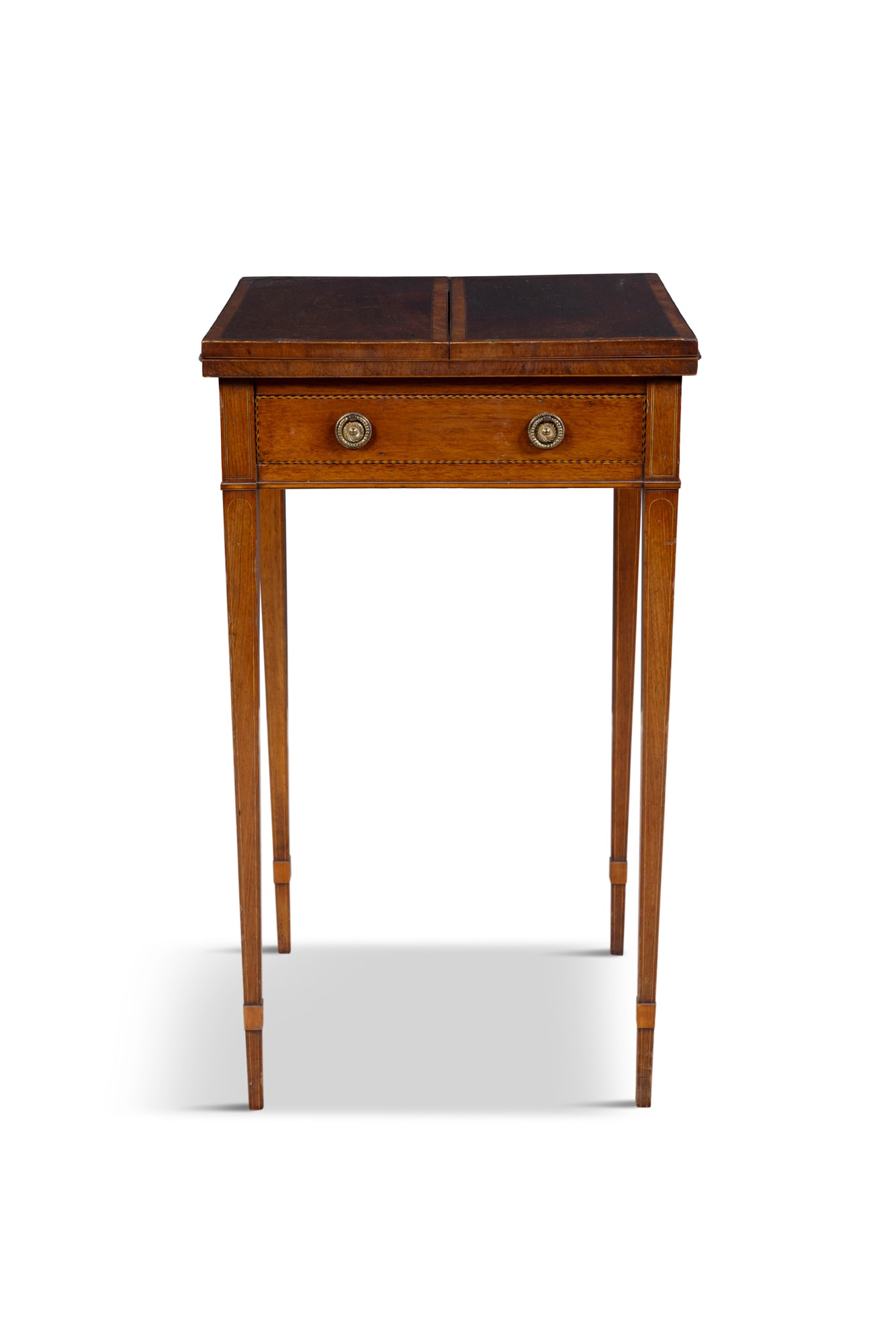 AN INLAID MAHOGANY FOLD-OUT PATIENCE TABLE, 19th CENTURY the squared top with twin out folding (1 of 6)