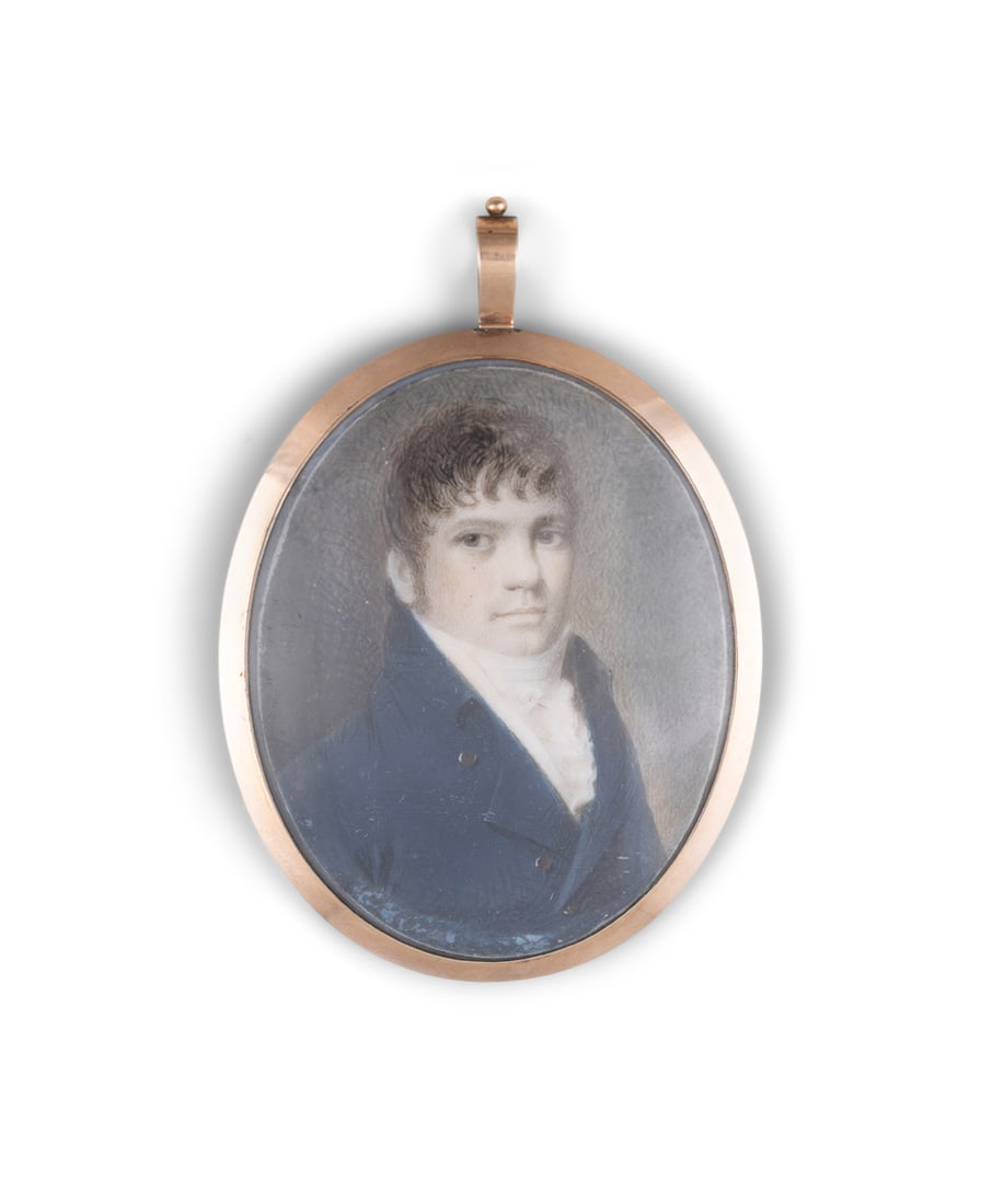 ENGLISH SCHOOL, LATE 18TH CENTURY / EARLY 19TH CENTURY Miniature portrait bearing a likeness to: ENGLISH SCHOOL, LATE 18TH CENTURY / EARLY 19TH CENTURY Miniature portrait bearing a likeness to Ludwig Van Beethoven (1770-1827) Watercolour on ivory, oval, 6.5 x 5.2cm Encased in a gilt metal frame w