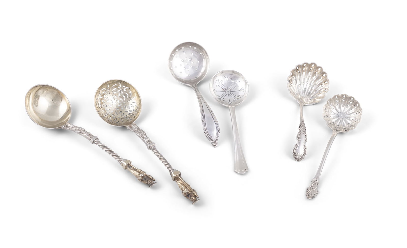 A PAIR OF SILVER GILT APOSTLE SPOONS - SPOON AND STRAINER, Exeter 1872, maker's mark of Thomas (1 of 8)