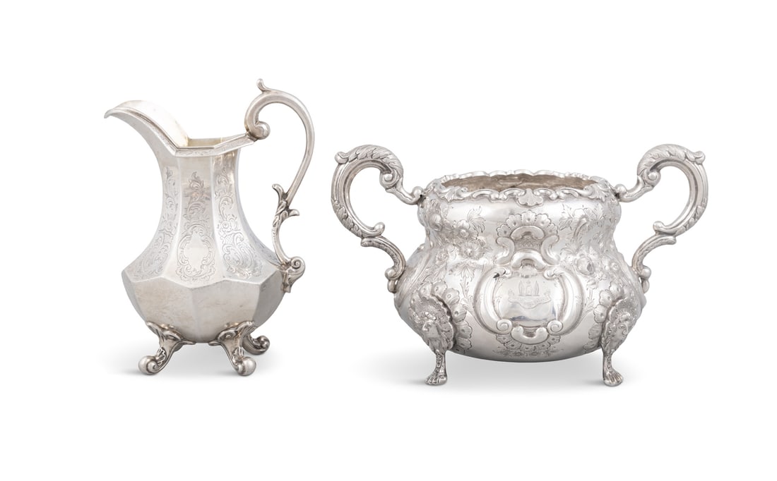 AN IRISH VICTORIAN SILVER SUGAR BOWL, Dublin 1862, mark of 'J S' and West & Son, of baluster form, (1 of 2)