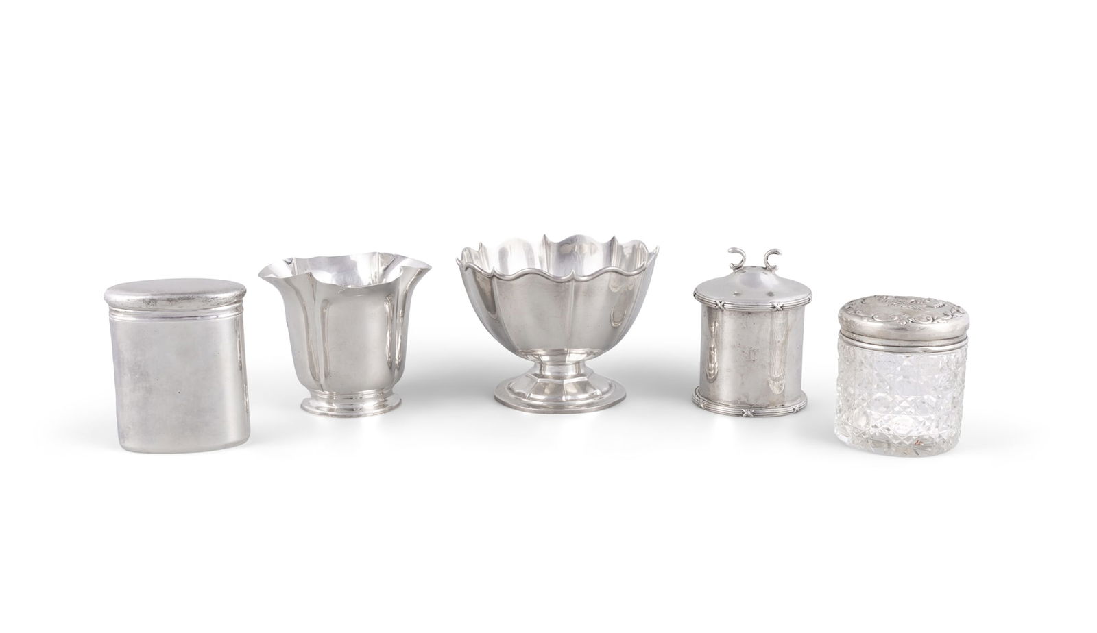 A COLLECTION OF SILVER BOWLS & JARS, comprising: - a panelled bowl with foot, Sheffield c.1905 - a (1 of 10)