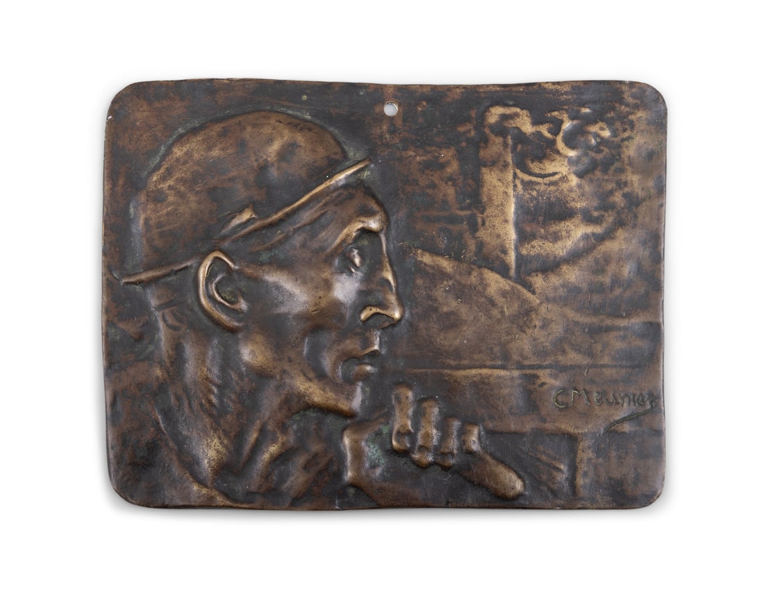 CONSTANTIN MEUNIER (BELGIAN 1831–1905) The Minor Bronze plaque, 17.5 x 23cm Signed (1 of 3)