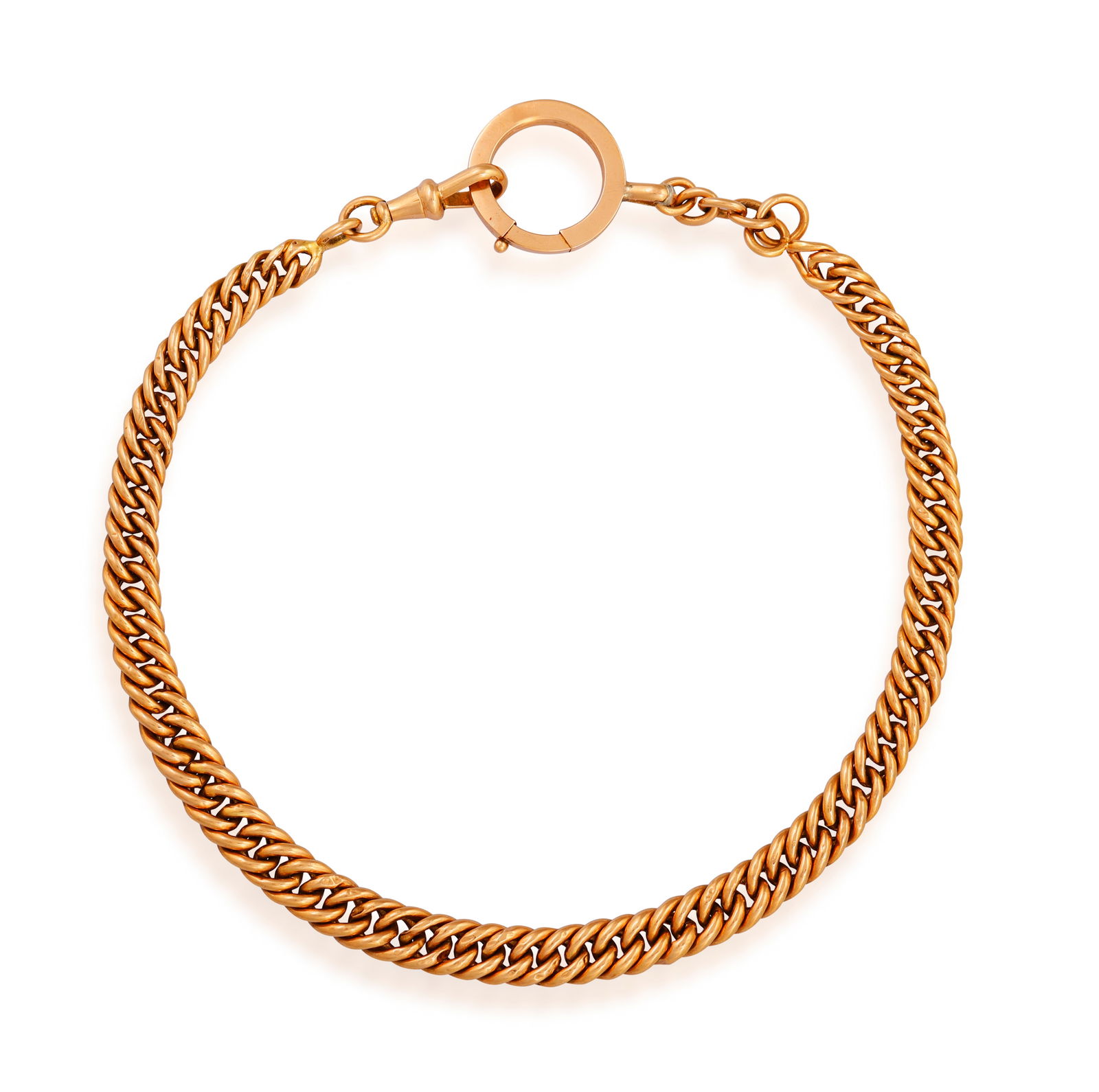 A GOLD CHAIN NECKLACE Designed as a graduated hollow curb-link chain, with lobster clasp and enlarg (1 of 3)