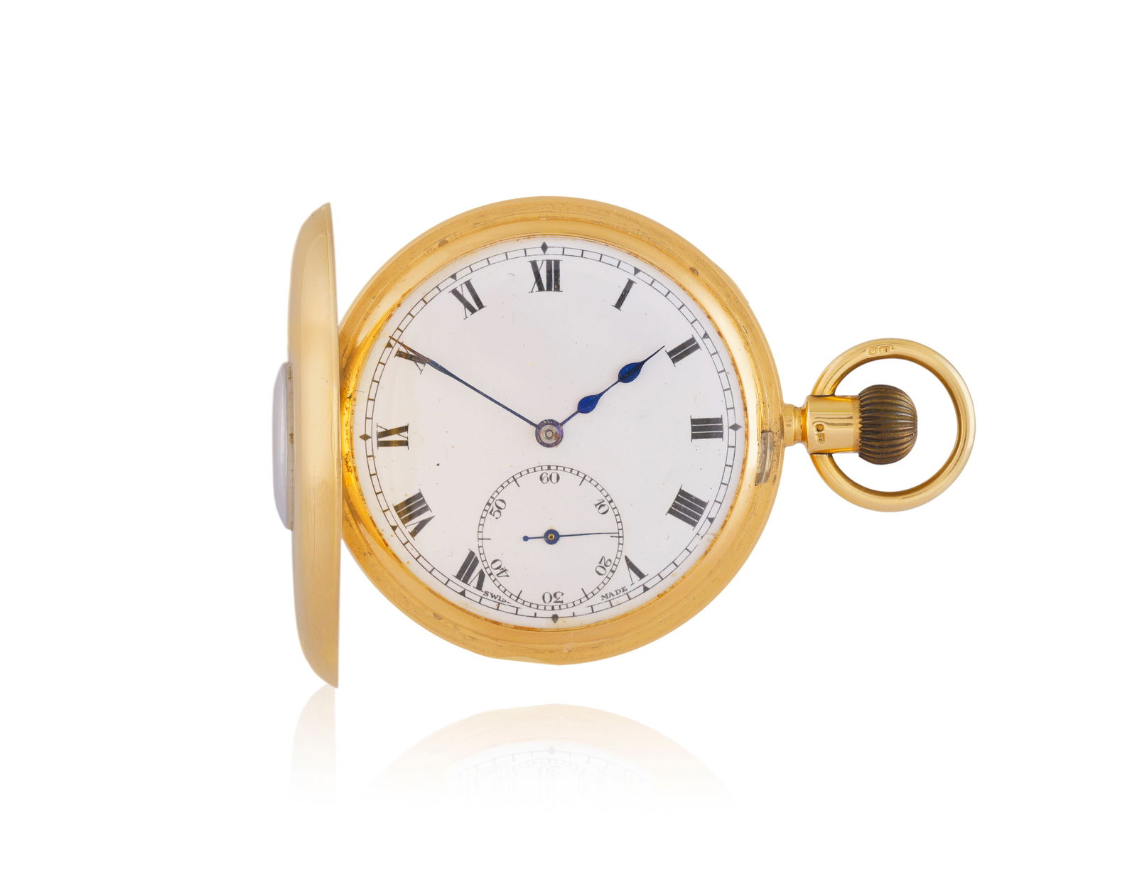 A MID 19TH CENTURY 18K GOLD HALF HUNTER POCKET WATCH, 1860 Of manual wind movement, the circular wh (1 of 3)