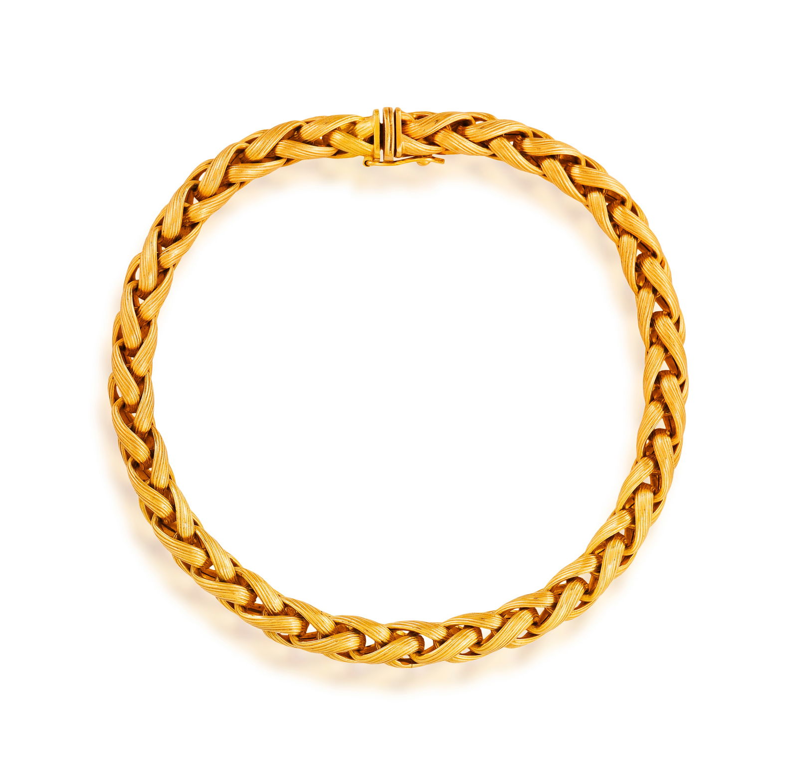 A GOLD BRACELET * woven-link chain * in 18K gold * Italian registry mark * length 20.5cm (1 of 3)