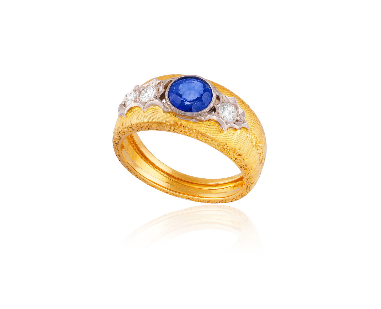 A SAPPHIRE AND DIAMOND DRESS RING * one circular-cut sapphire, approx. 1.00ct total * three (1 of 3)