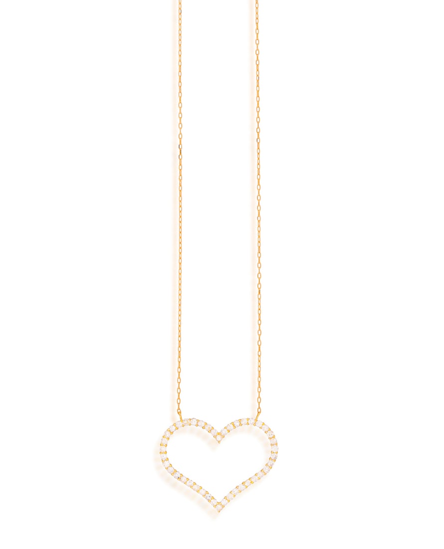 A DIAMOND HEART PENDANT NECKLACE * brilliant-cut diamonds, approx. 0.50ct total * mounted in 18K (1 of 2)