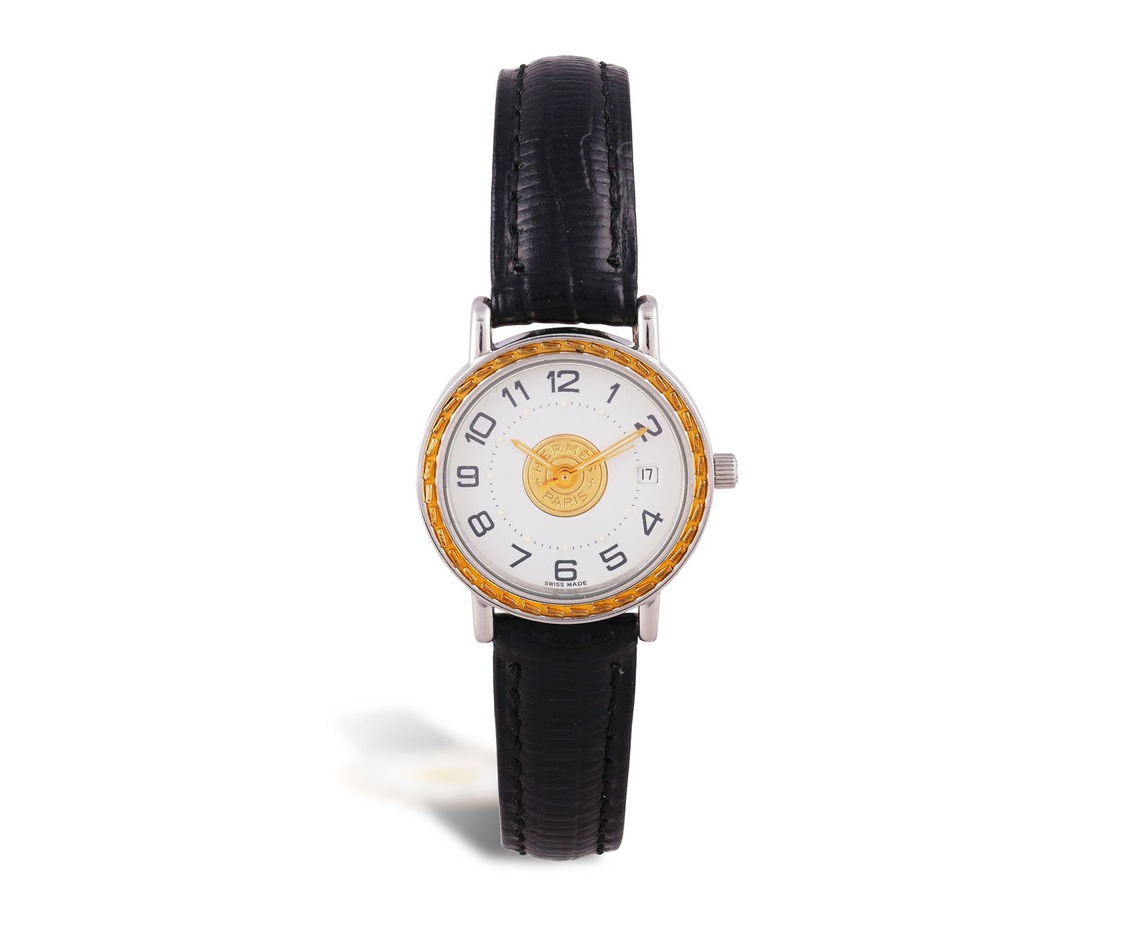 HERMÈS: A STAINLESS STEEL AND GOLD PLATED 'SELLIER' WRISTWATCH * quartz movement * circular (1 of 4)