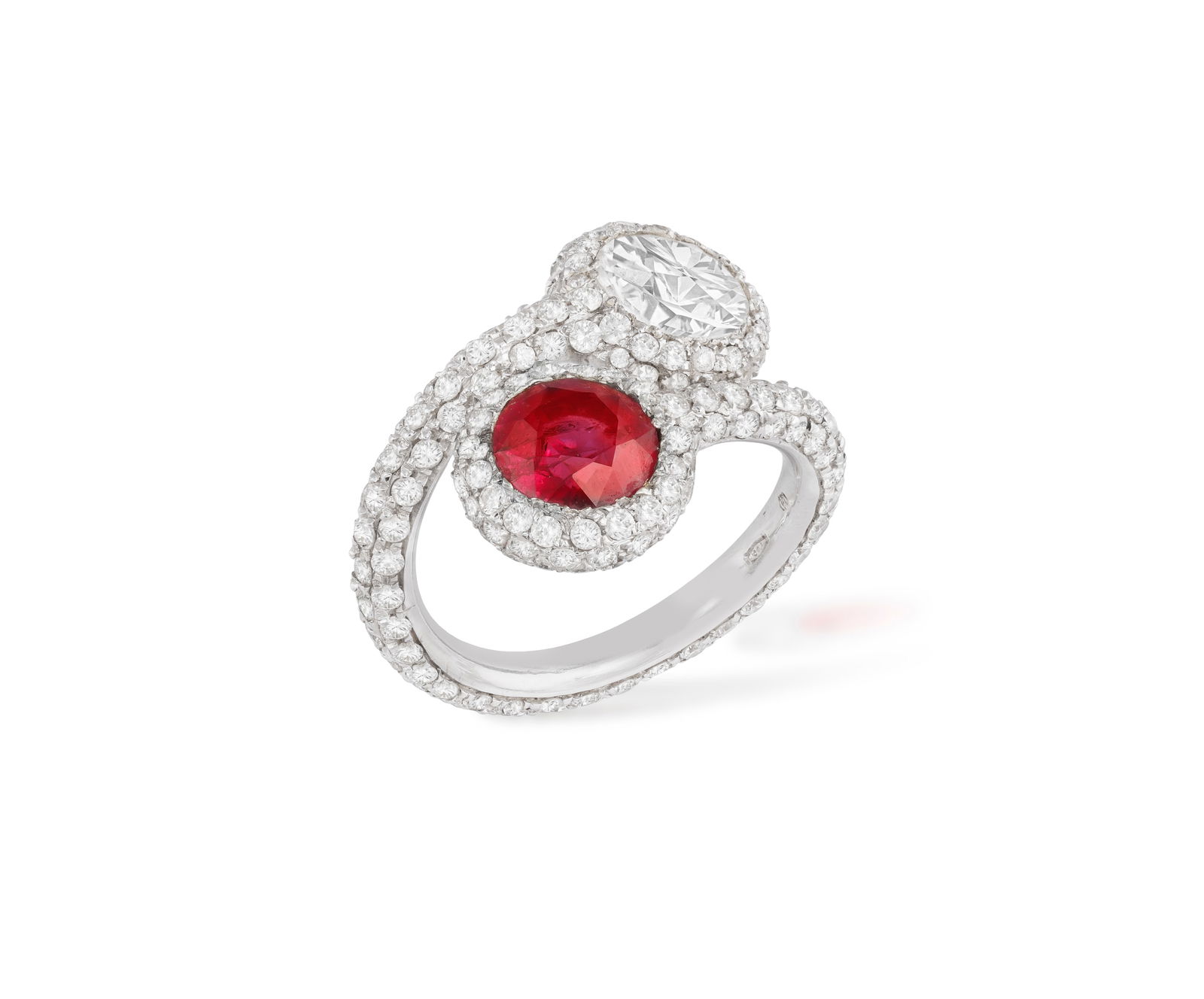 A CUBIC ZIRCONIA AND RUBY RING * one circular-cut cubic zirconia, approximately 2.30cts * one (1 of 3)