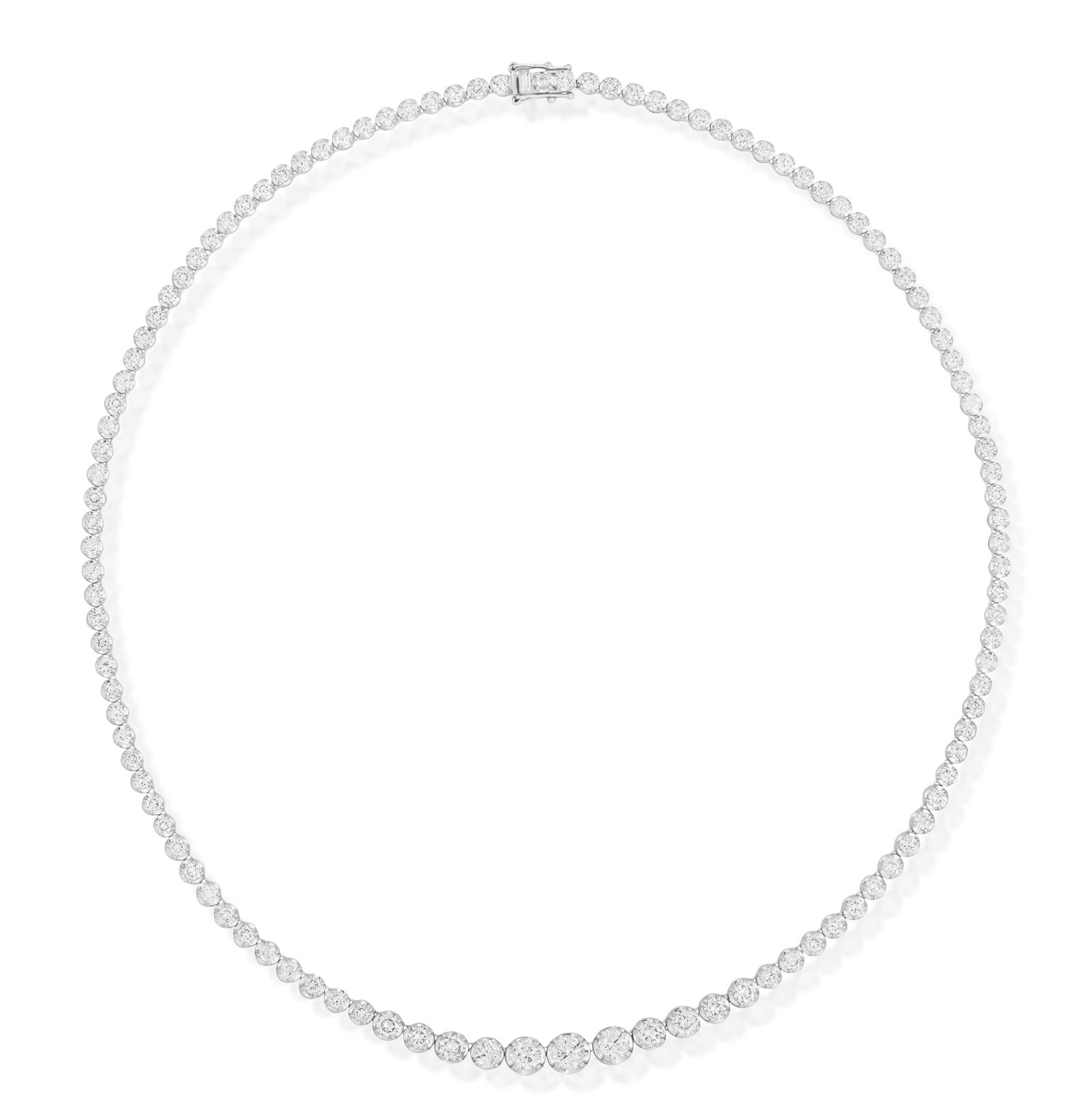 A DIAMOND LINE NECKLACE * graduated brilliant-cut diamonds, approx. 10.00cts total * mounted in (1 of 3)