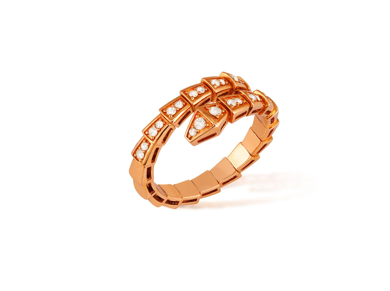 A DIAMOND SNAKE DRESS RING * brilliant-cut diamonds * mounted in 18K gold * numbered * ring size P (1 of 4)