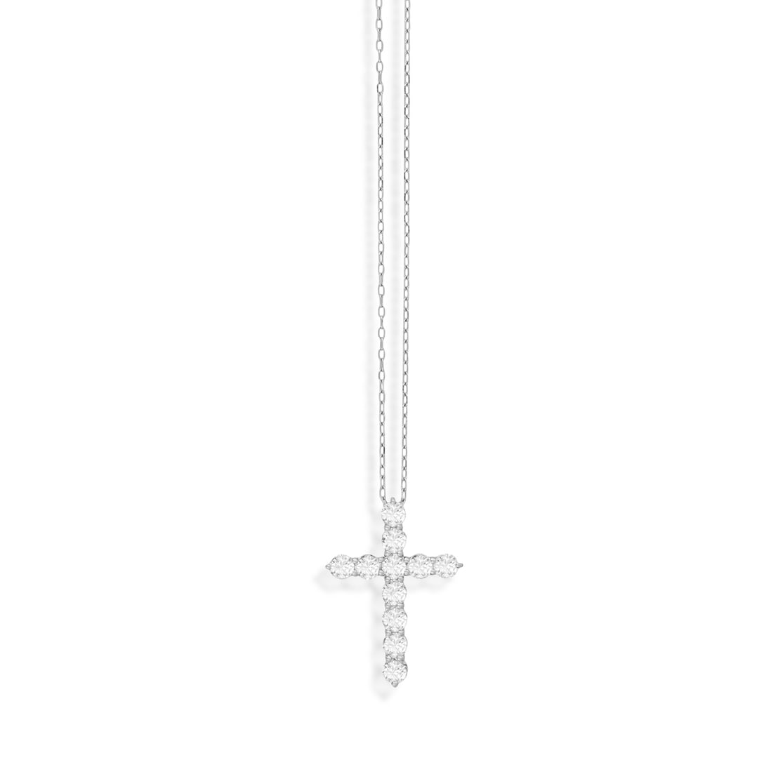 A DIAMOND CROSS PENDANT ON CHAIN * brilliant-cut diamonds, approx. 1.00ct total * mounted in (1 of 2)