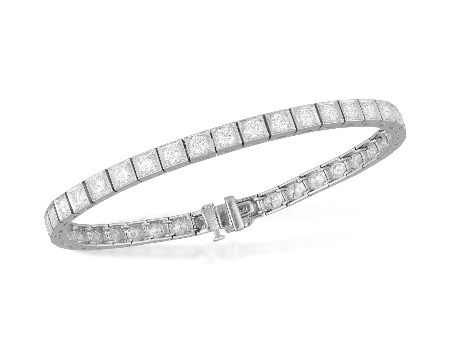 A DIAMOND LINE BRACELET * brilliant-cut diamonds, approx. 7.00cts total * mounted in platinum * with (1 of 3)