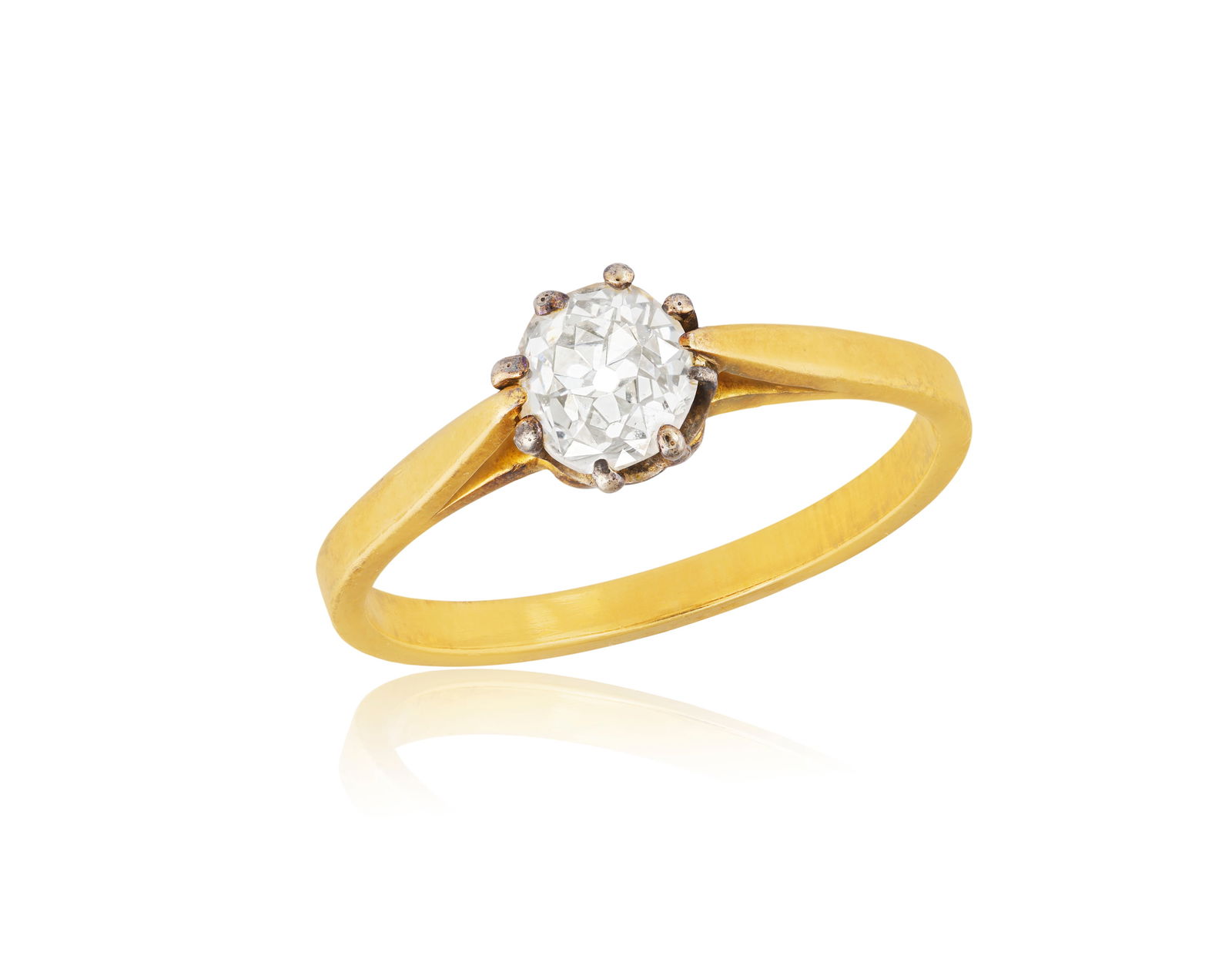 A DIAMOND SINGLE-STONE RING * one old-cut diamond, approximately 0.55ct * mounted in 9K gold * ring (1 of 2)