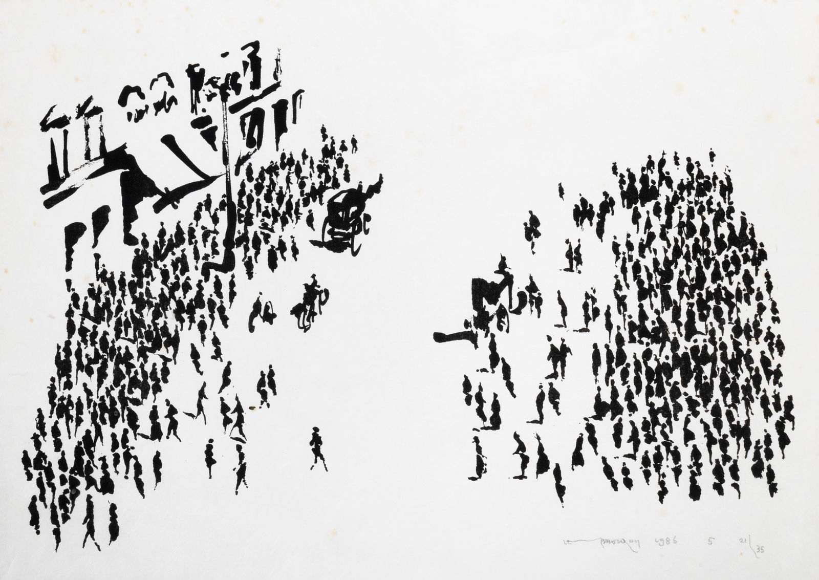 Louis Le Brocquy HRHA (1916-2012) Sackville Street (1986) Lithograph, 32 x 45cm (12½ x: Louis Le Brocquy HRHA (1916-2012) Sackville Street (1986) Lithograph, 32 x 45cm (12½ x 17¾'') Signed and dated 1986 Edition no. 21/35 Provenance: With Taylor Gallerie