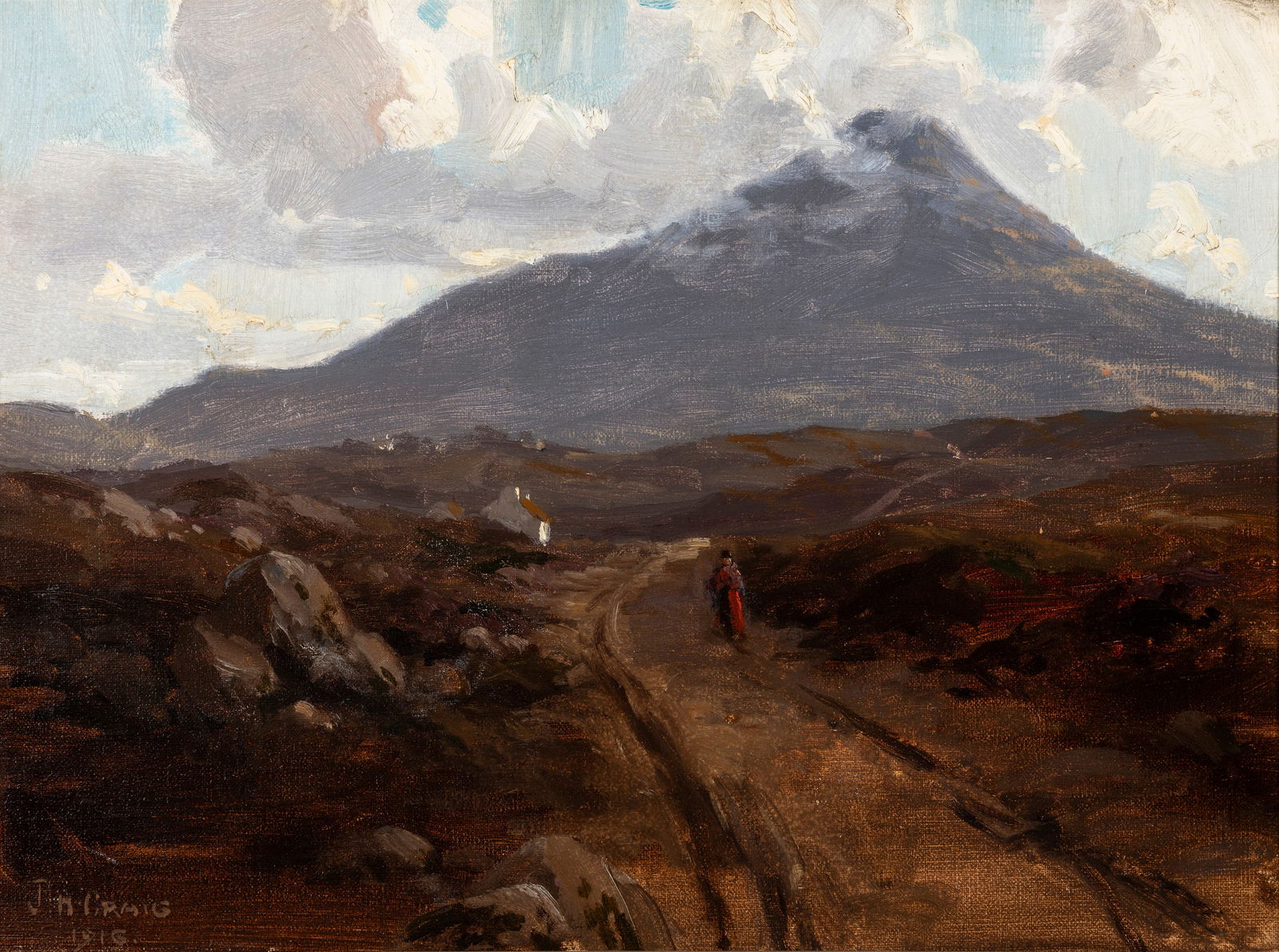 James Humbert Craig RHA RUA (1877-1944) Muckish (1916) Oil on canvas board, 29 x 39.5cm (11½ x: James Humbert Craig RHA RUA (1877-1944) Muckish (1916) Oil on canvas board, 29 x 39.5cm (11½ x 15½'') Signed and dated 1916 Provenance: with John Magee Ltd, Belfast, label verso; with Eakin