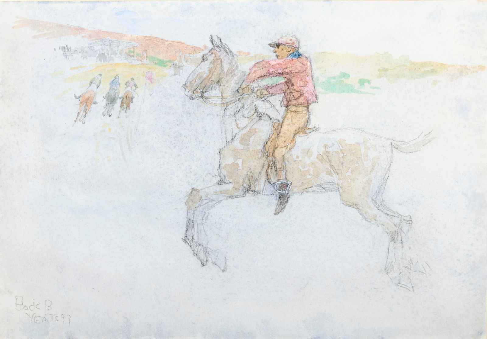 Jack B. Yeats RHA (1871-1957) After Them (1897) Watercolour and pencil, 18 x 26cm (7 x 10¼''): Jack B. Yeats RHA (1871-1957) After Them (1897) Watercolour and pencil, 18 x 26cm (7 x 10¼'') Signed and dated (18)'97 Provenance: P.J Goldberg, London; Collection of Ib Jorgensen Exhibited: Lond