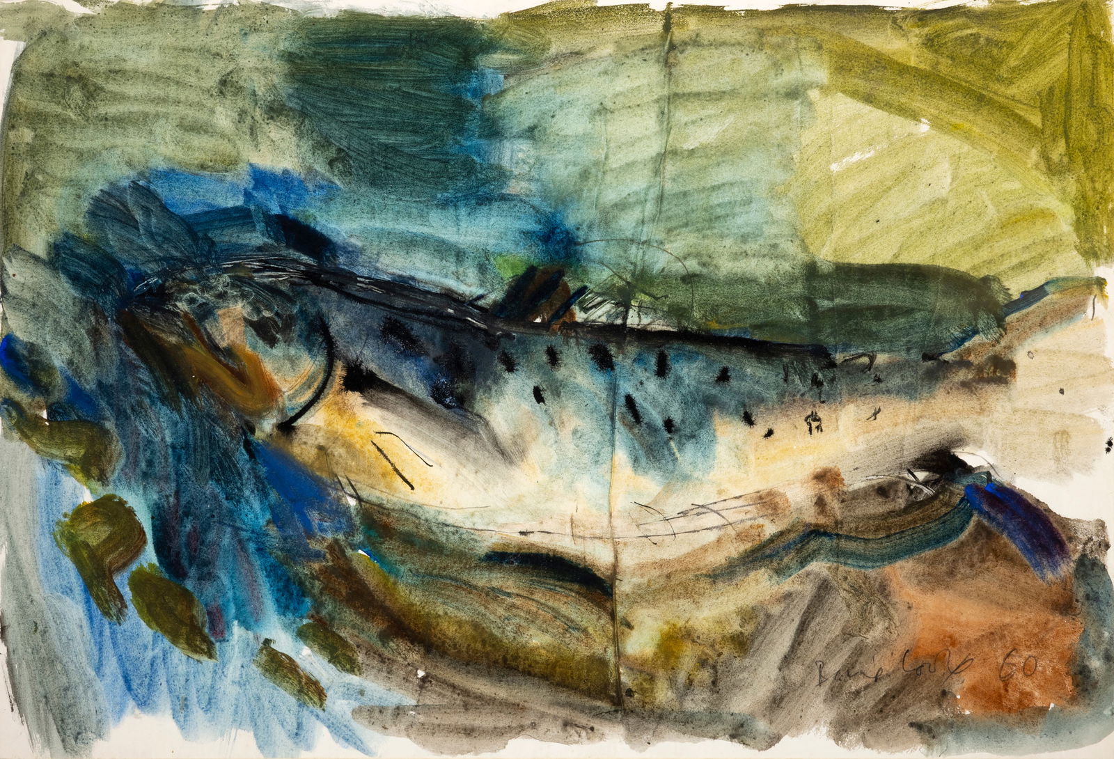 Barrie Cooke HRHA (1931-2014) Trout (1960) Watercolour, 37.5 x 55cm (14¾ x 21½'') Signed: Barrie Cooke HRHA (1931-2014) Trout (1960) Watercolour, 37.5 x 55cm (14¾ x 21½'') Signed and dated (19)’60